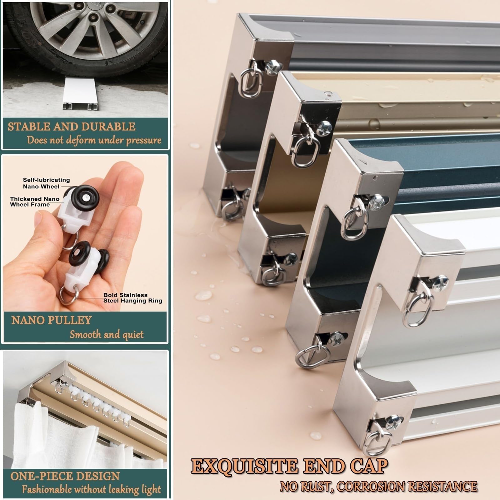Tringle à rideaux double robuste de luxe idéale pour les cloisons de séparation de pièce – Double rail de haute qualité