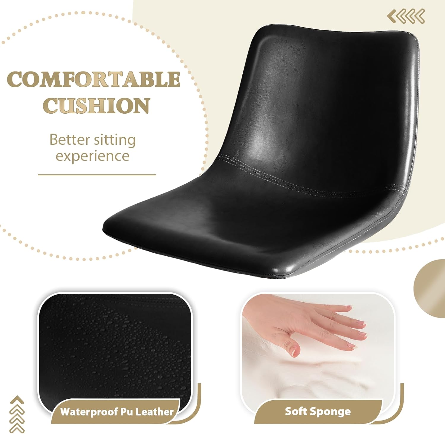 Lemebri Bar Stools Set of 4, Modern Adjustable Counter Height Swivel Barstools with Backrest, Faux Leather Upholstered Bar Chair for Kitchen Island, Black