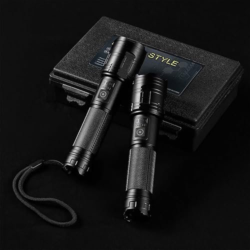 Miniatura 8 de Linternas recargables de 90,000 lúmenes altos, paquete de 2 linternas LED superbrillantes con 5 modos, luz de flash de alta potencia para el hogar,