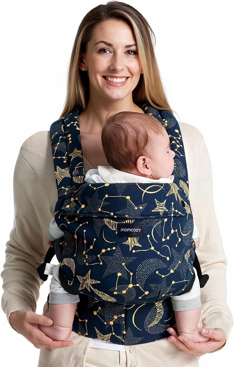Momcozy Nosidełko dla niemowląt – ergonomiczne, przytulne i lekkie nosidełko dla niemowląt o wadze 3 – 20 kg, wzmocnione podparcie lędźwi, Gwiaździste niebo