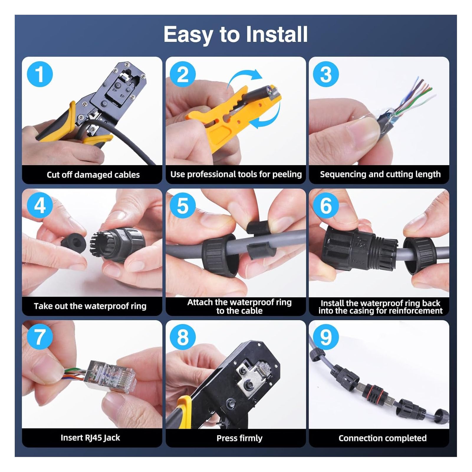 Cable de Extensión de 75 Pies, Cobre Blindado Impermeable para Satélite Rectangular V2, Uso en Interiores y Exteriores, Gris, 1 Paquete