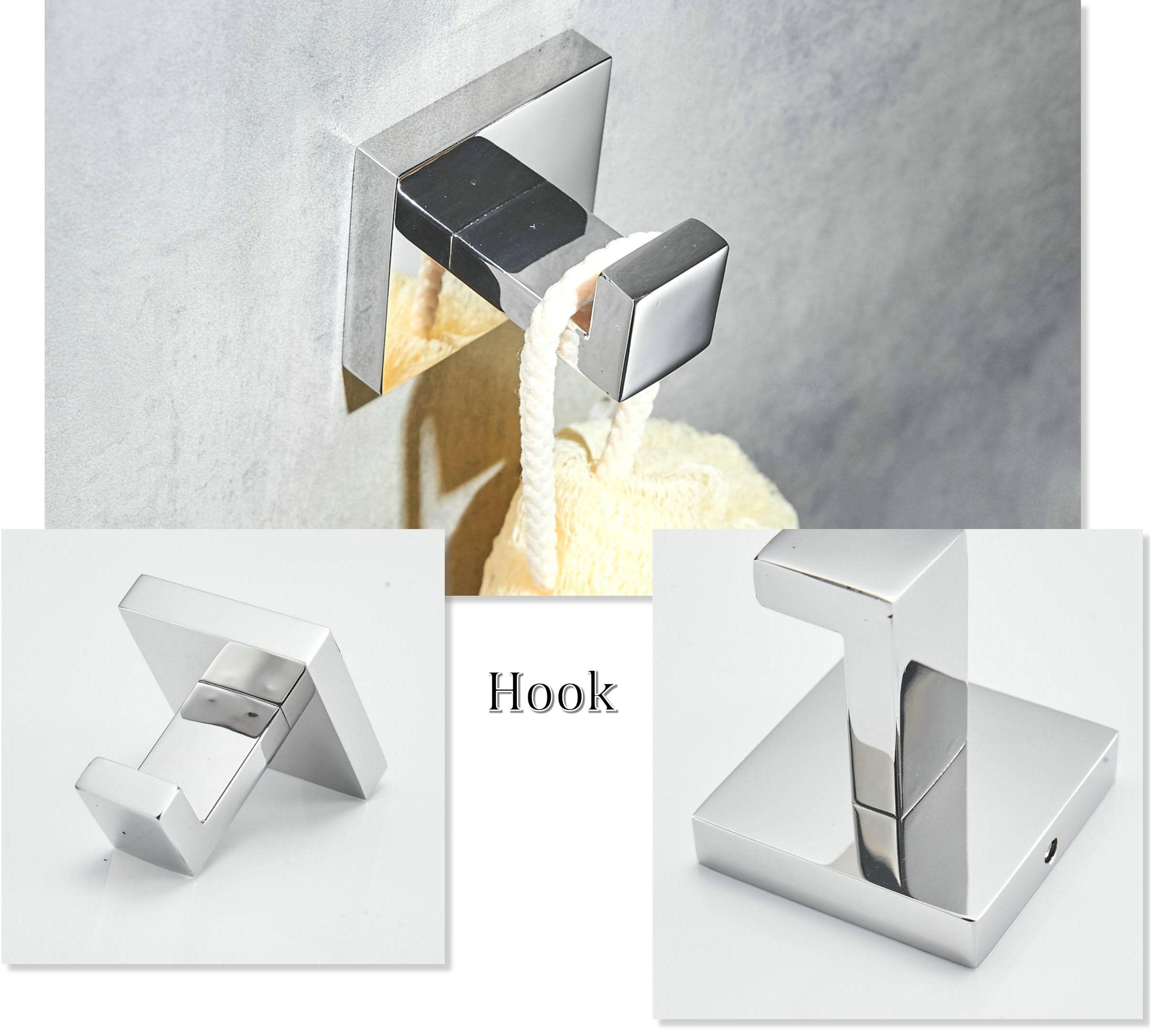 SHUNLI Chrome Bathroom Accessories Set - Hand Towel Rail Toilet Roll Holder Robe Hook - Wall Mounted SUS304 Stainless Steel - Image 4