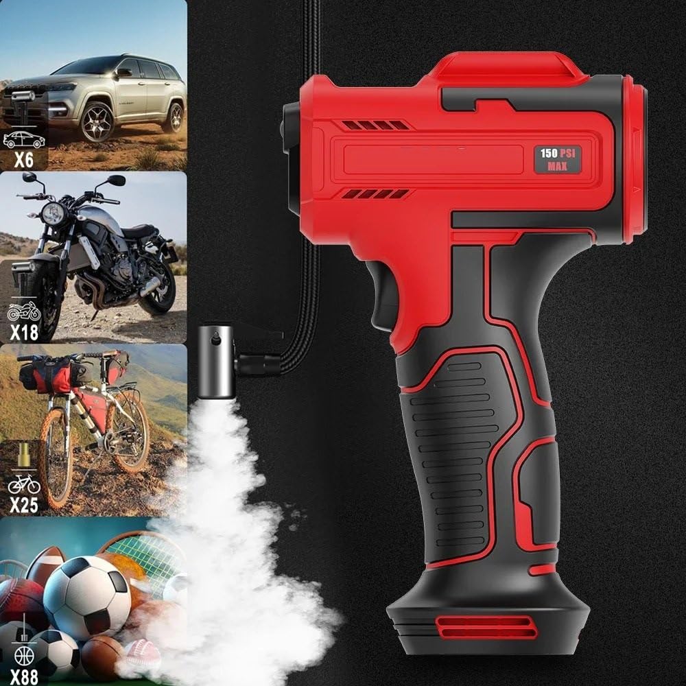 Compresores de aire portátiles Inflador De Neumáticos De Coche Compresor De Aire Con Mango Bomba De Inflado De Neumáticos Eléctricos Inalámbrico 150PSI Bolas De Coche Y Bicicleta Inflador Ruedas Coche