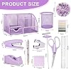 OFFCUP Desk Accessories Set, Office Stationary Set with Desk Organiser, Stapler, Tape Dispenser, Staple Remover, Clips, Scissor, Ruler, Pen Holder, Sticky Notes for Office School (Purple) Children's