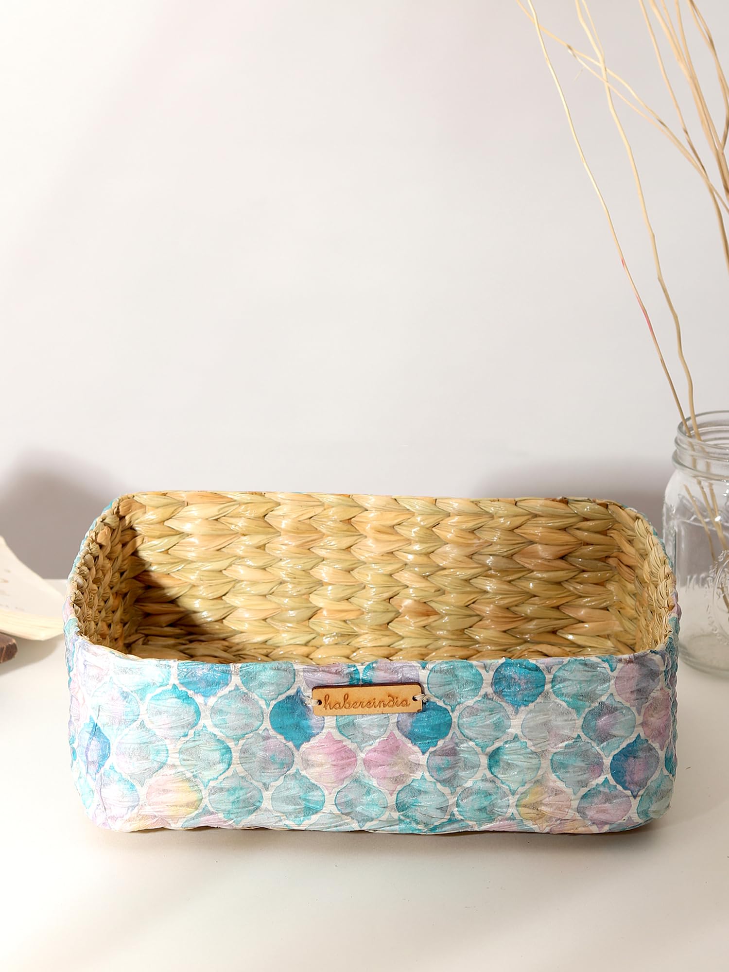 Habere India-All the Cultures Fabricating India Desk Organiser | Table Organiser | Jute Storage Basket | Gift Hamper Baskets | Wardrobe Storage - Rectangular (D06 L:22Xw:16Xh:9 Cm)-image-30