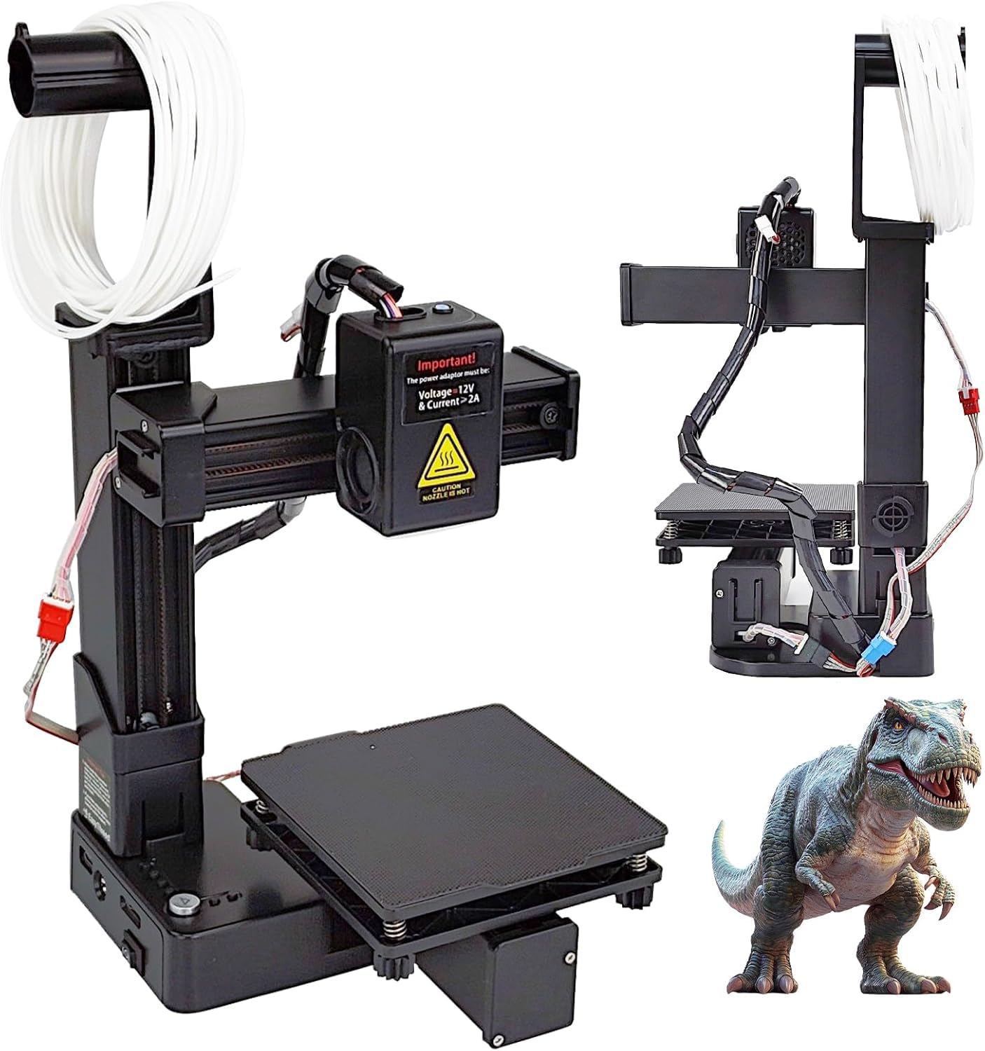 Stampante 3D per principianti, volume di costruzione 100 x 100 x 100 mm, compatibile con PLA TPU, riscaldamento rapido (spina americana nero)