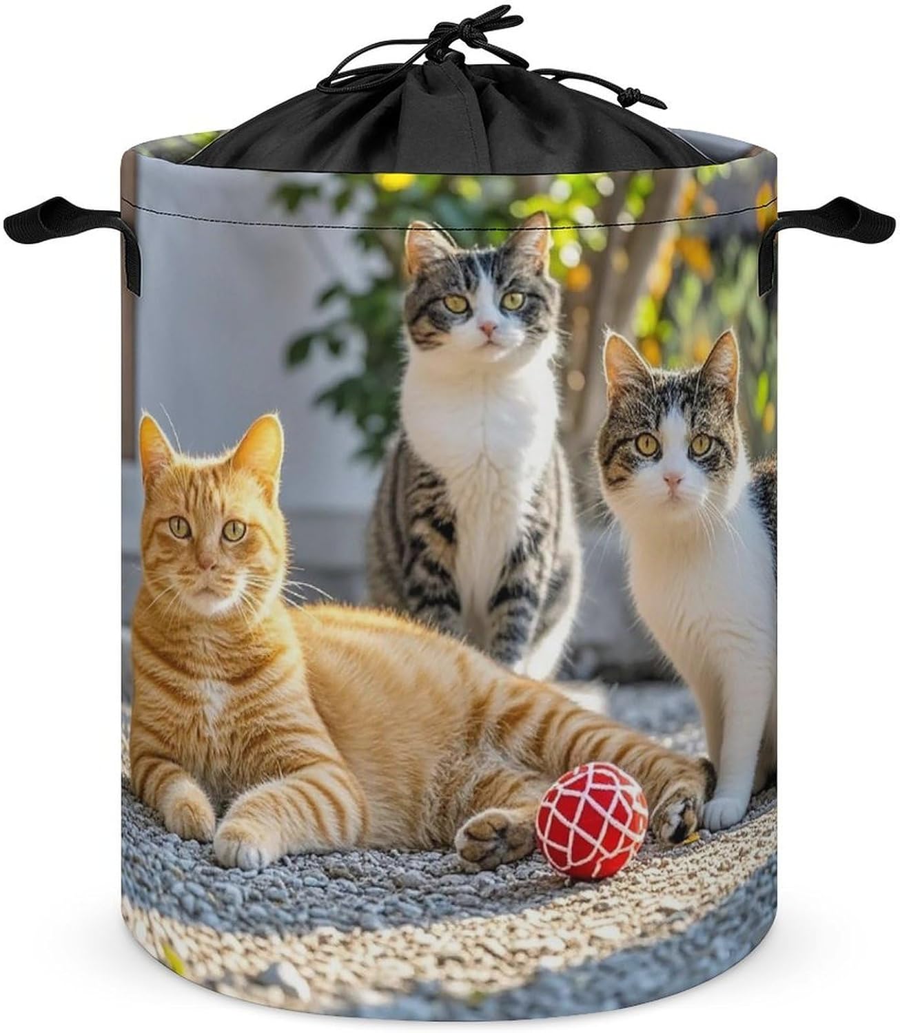Cats Laundry Bag Large Collapsible Laundry Baskets Freestanding Waterproof Clothes Hamper with Handles & Drawstring for Laundry Room Bedroom Bathroom