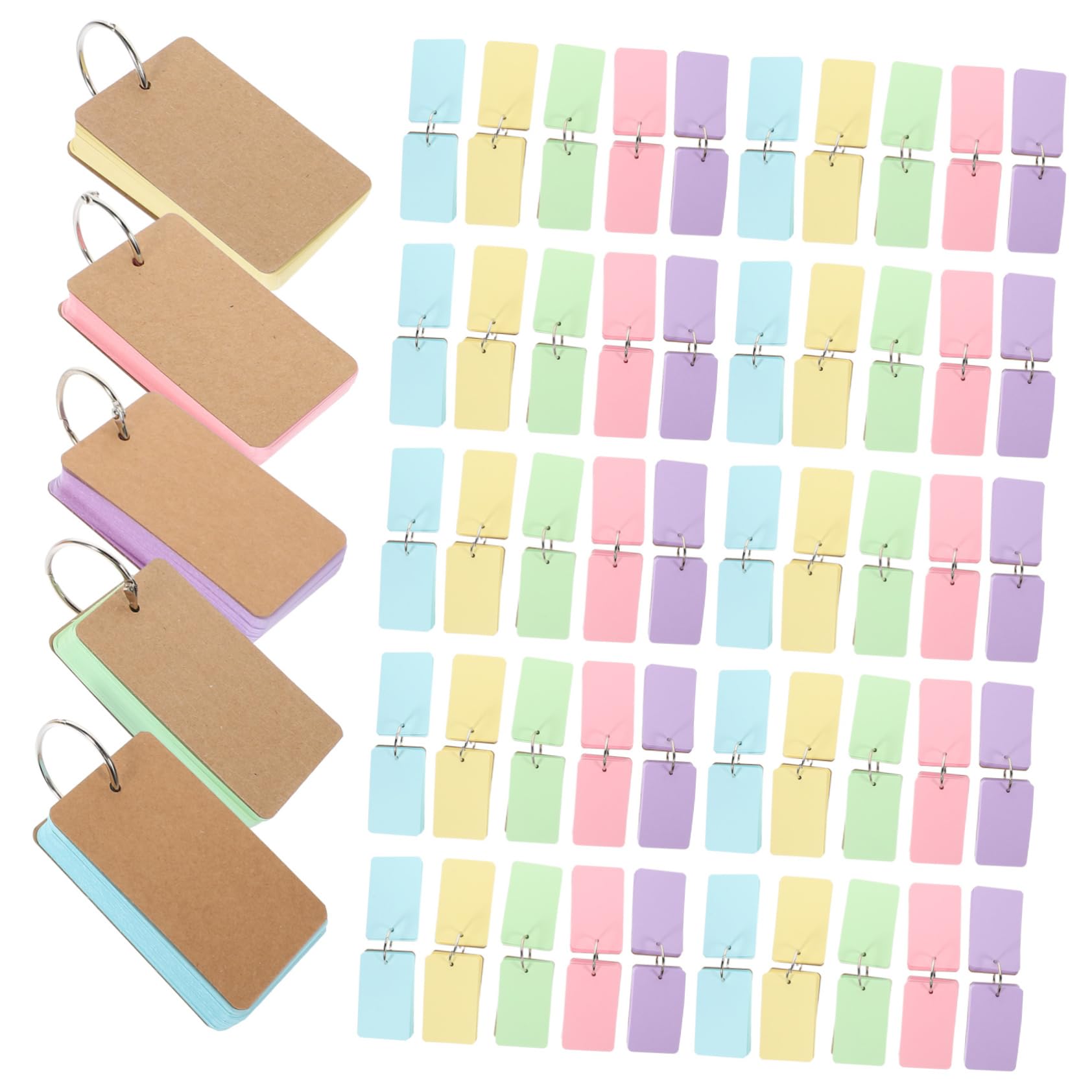 SHERCHPRY 4 Stück Schlossnotizbuch leere Karten leere Wortkarten Notizkarten mit Ringen Karteikarten mit Halter Karteikarten leer leere Karteikarten FlashCard Karteikartenordner Kraftkarton