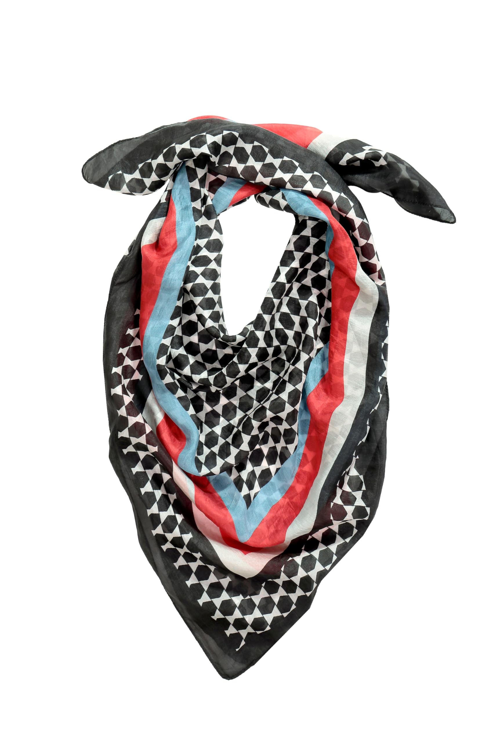 Ulla Popken Damen große Größen Übergrößen Plus Size Seidentuch, grafisches Design, quadratisch 835456