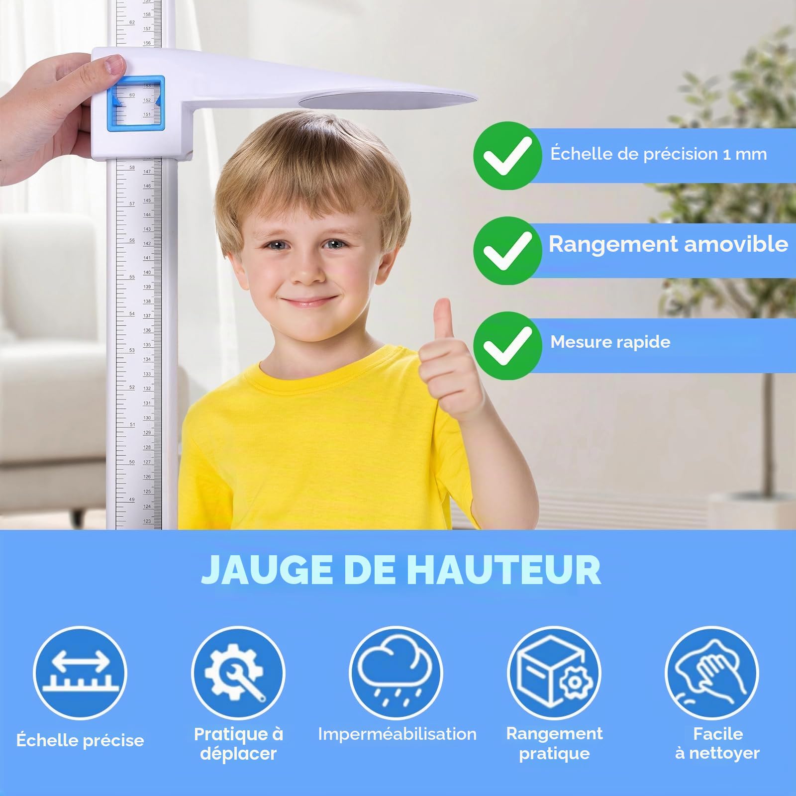 Jauge de hauteur Stadiomètre portable,altimètre pour examen médical,Double affichage avec plage de mesure de 20 à 210cm Convient aux cabinets médicaux,à la maison et aux salles Sport