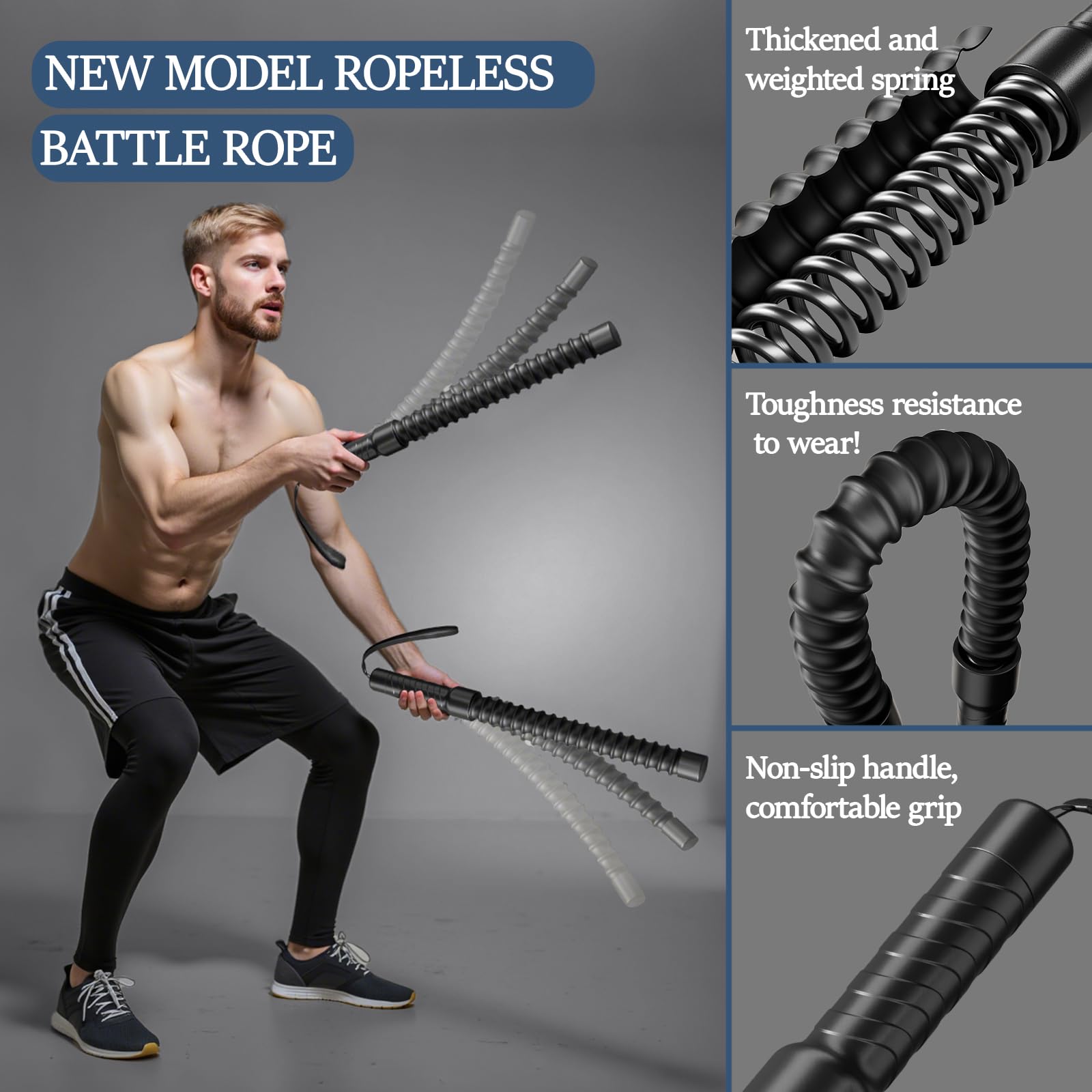 Exercise Rope Beaded Jump Rope Ropeless Battle Rope For Home Gym