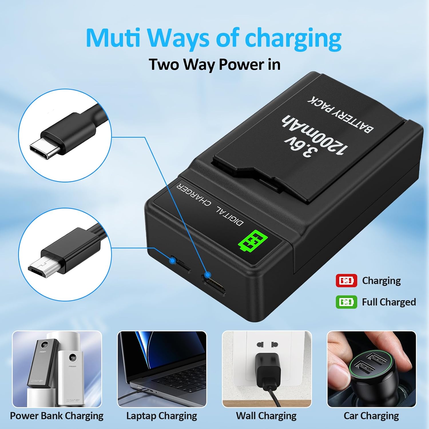 PSP Battery and Charger, 2Pcs 3.6v 1200mAh Lithium Polymer Replacement Batteries with Charging Dock for PSP-3000, PSP-3001, PSP-2000, PSP-2001, PSP-3002, PSP-3004, PSP Lite, PSP Slim Console
