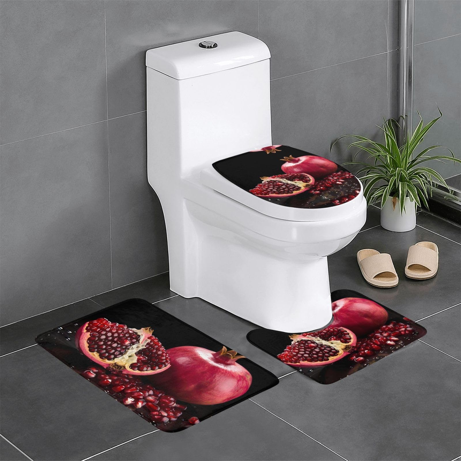 Tapis de salle de bain antidérapants lot de 3 sécurité maximale et absorption rouge grenade
