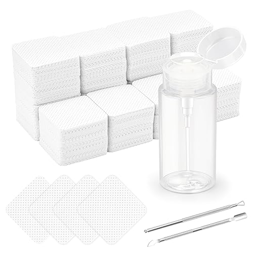 1080 + 3 piezas de toallitas de uñas sin pelusas, almohadillas desechables para quitar esmalte de uñas, toallitas no tejidas para extensiones de