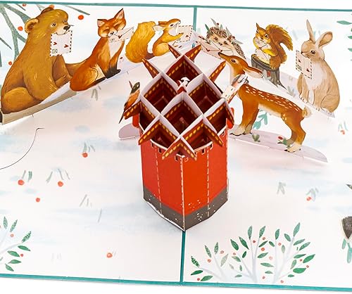Miniatura 3 de Tarjetas desplegables de Navidad de animales, ciervo, conejo, zorro, oso, erizo, ardilla, única, divertida tarjeta de felicitación de Navidad 3D