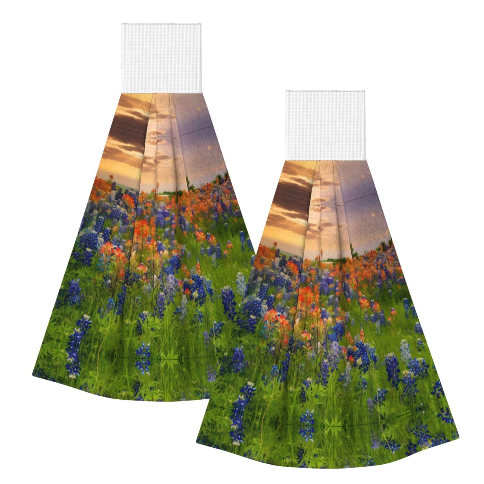 ZQYTGFDC Texas Bluebonnets Scenery Highly Absorbent Dish Towels Soft Coral Fleece Wipe