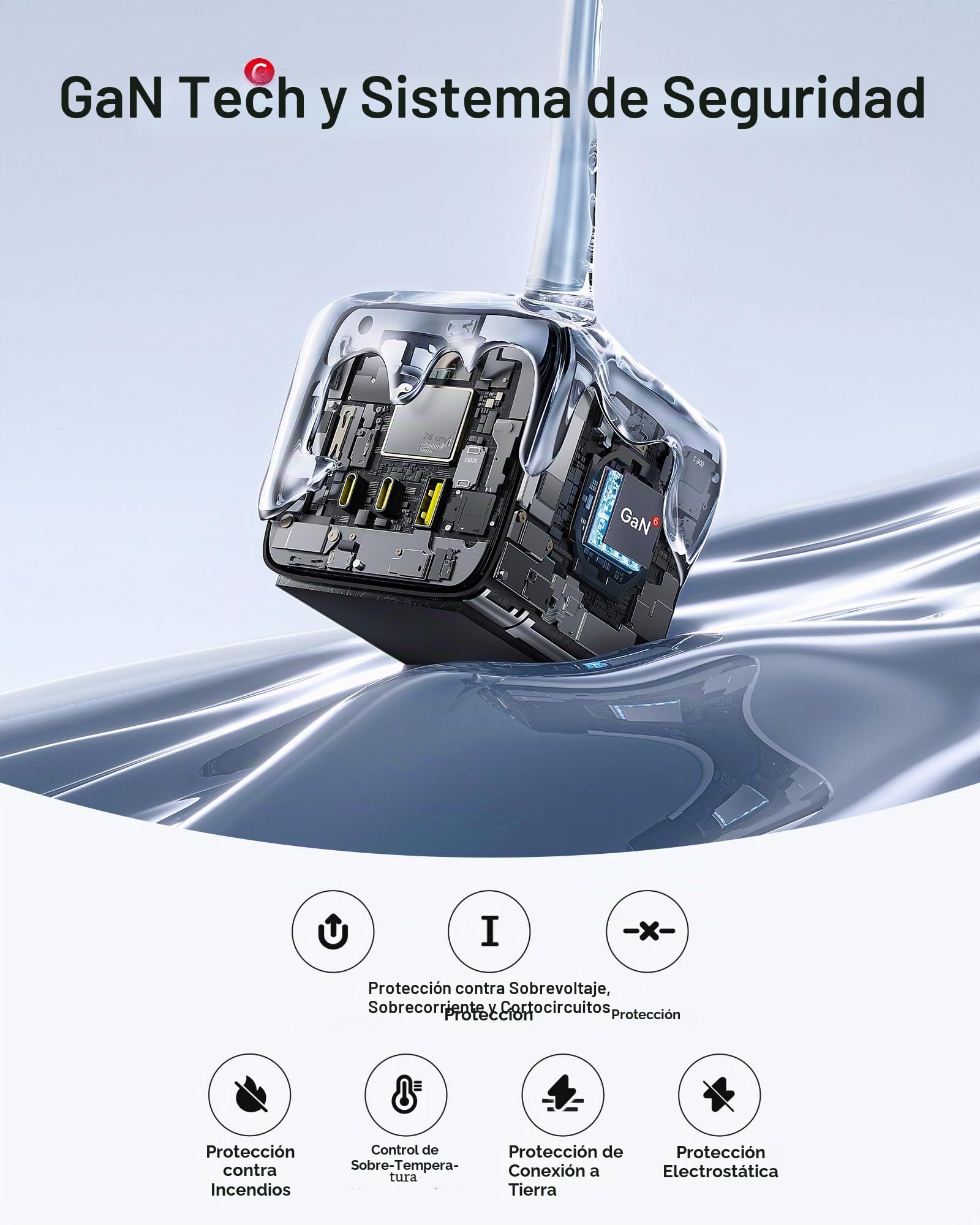 Baseus Cubo 67W, Regleta USB-C GaN6 3-enchufes con interruptor, cargador PD para MacBook, iPad, iPhone 16/15, Galaxy S25 Ultra, hogar, oficina, viajes