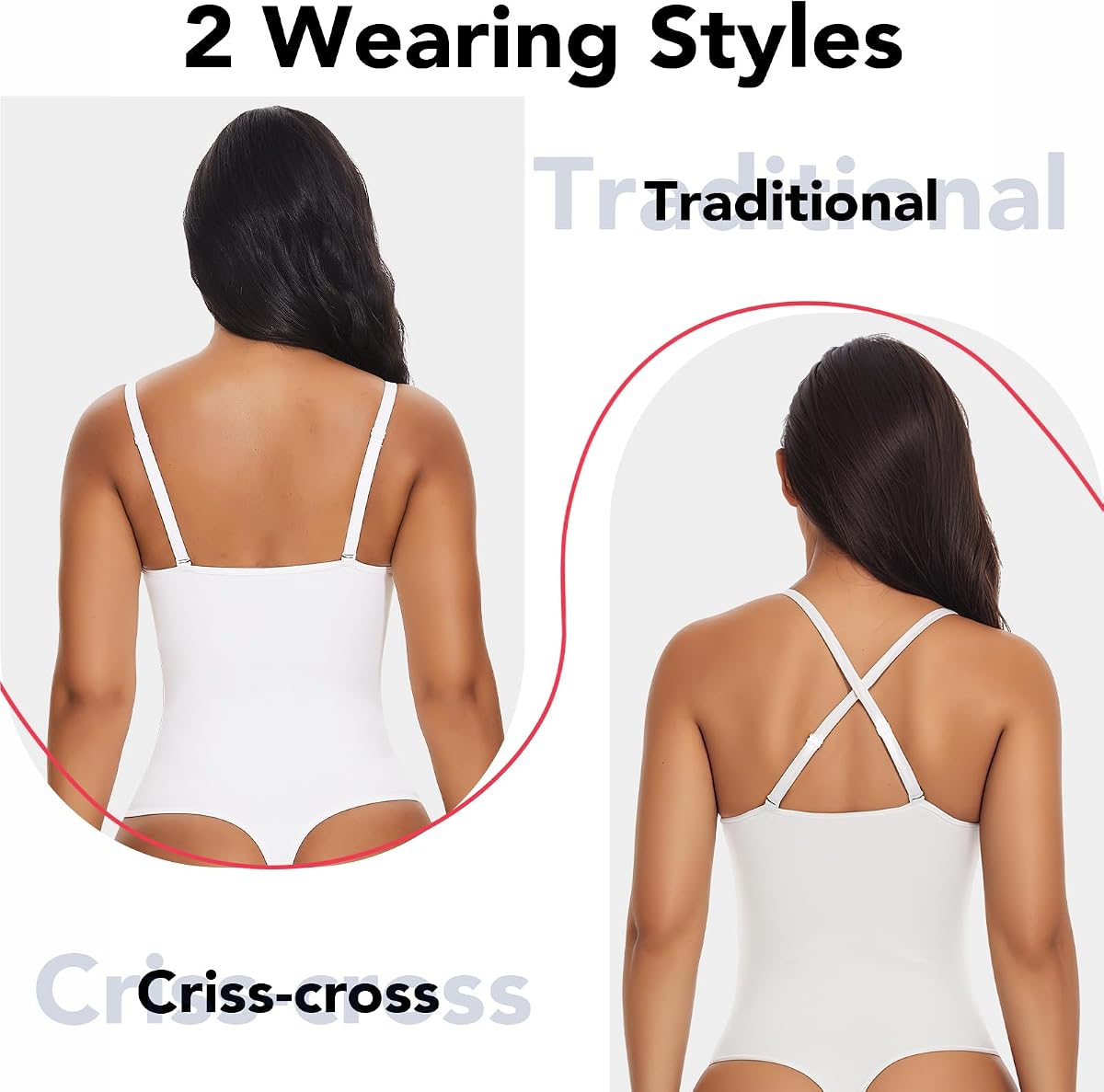 SHAPERIN Body con cuello en V profundo para mujer, doble forro, control de barriga, tanga, trajes de cuerpo sin espalda