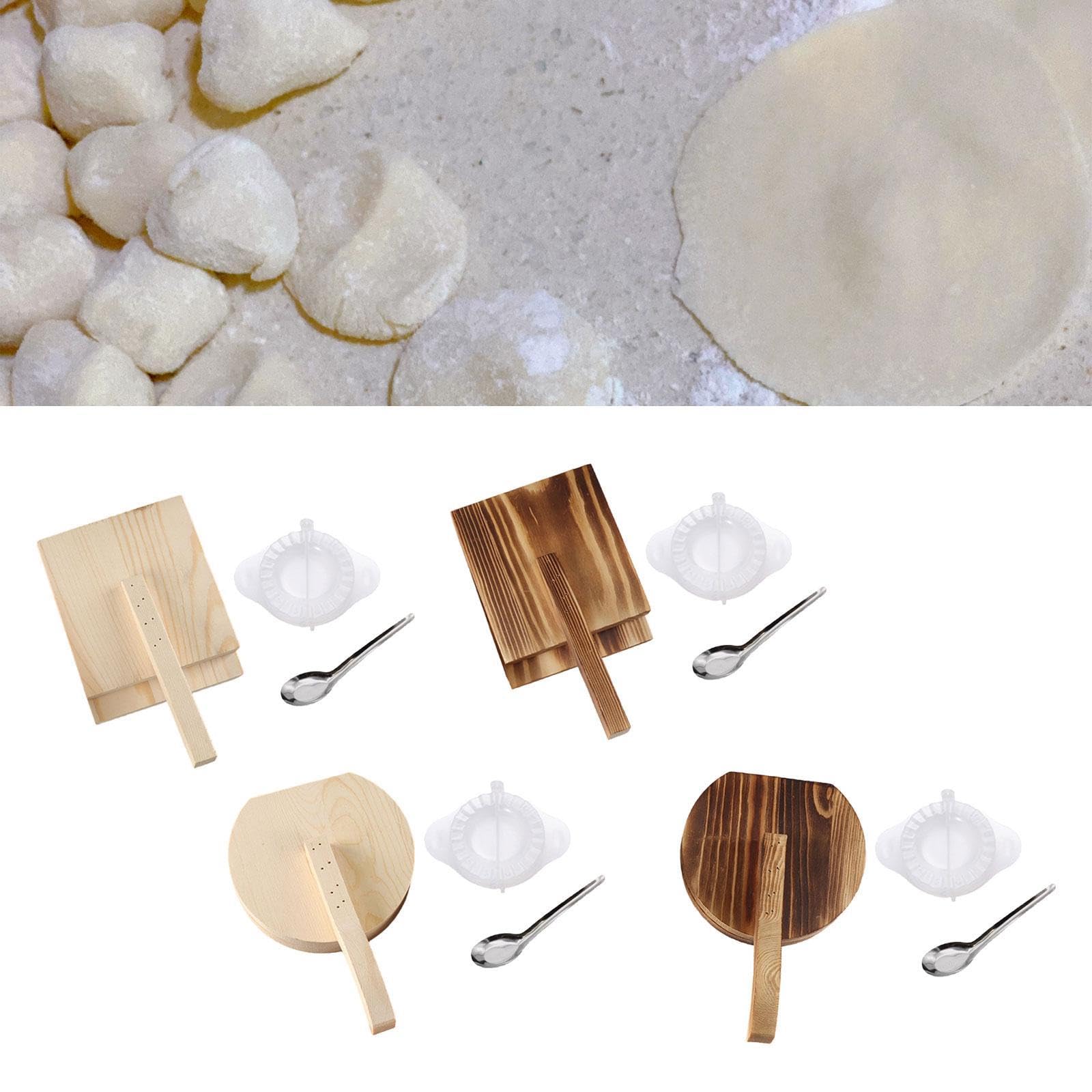 Dumpling Maker Press Kit Wood Dumpling Presser for Ravioli Empanadas Wontons Ligth Brown Square-image-38