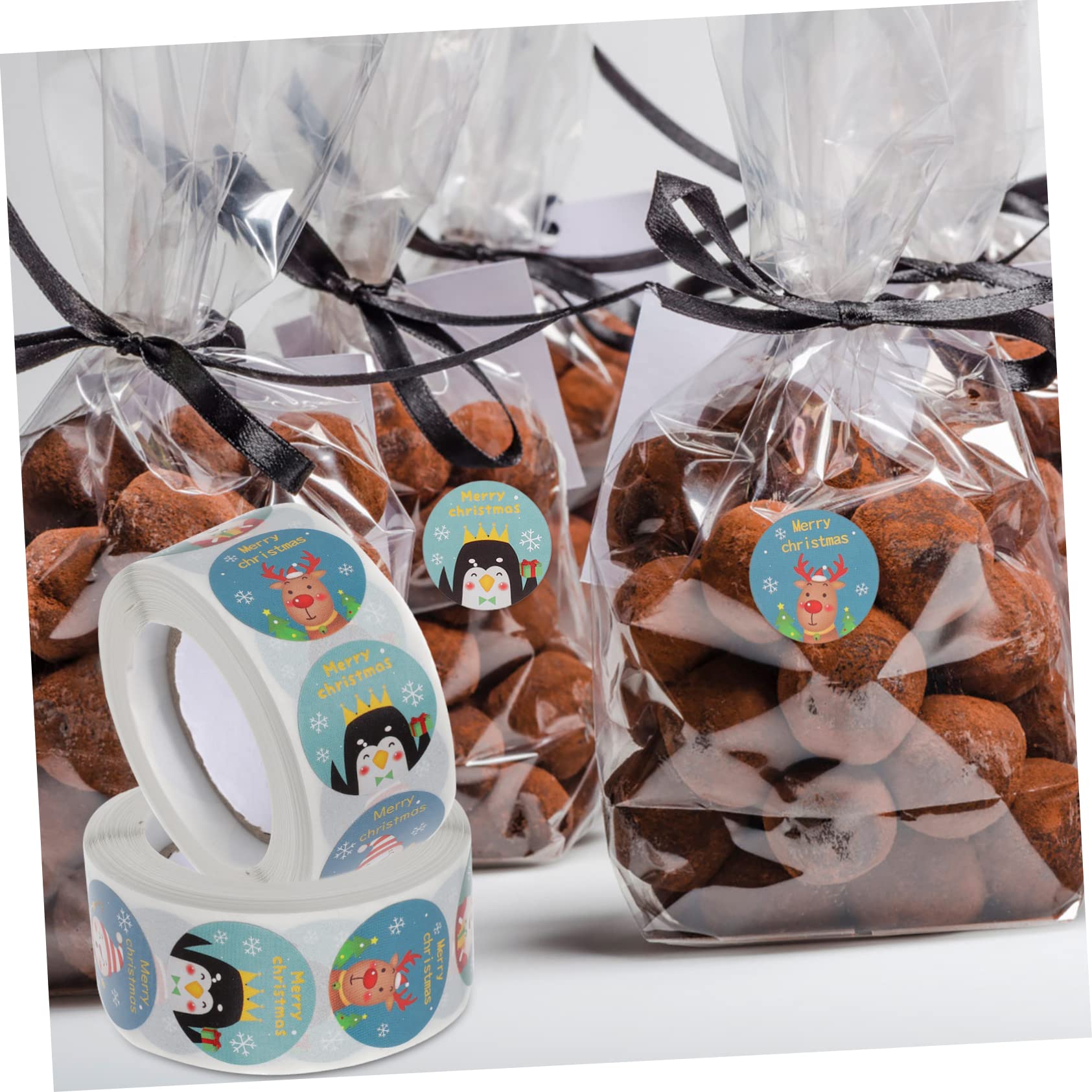 SHINEOFI 8rotoli Etichette Adesive Natalizie Stickers Per Decorazioni Adesivi Festivi Per Buste Renne e Facili Applicare