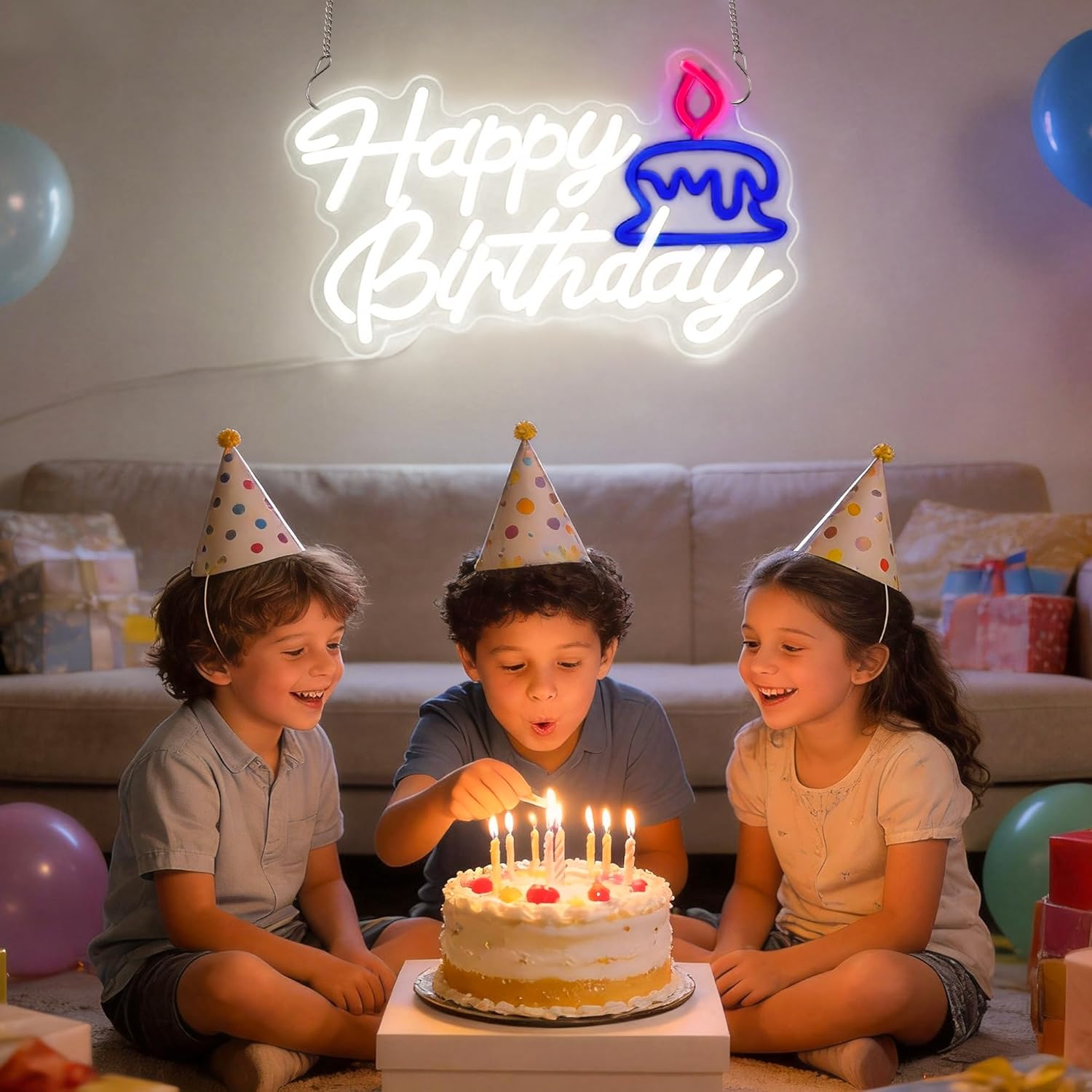 Happy Birthday Neon Sign with Dimmer Brightness LED Happy Birthday Light Up Sign for Backdrop, Large Neon Happy Birthday Sign for Wall Decor, Birthday Decorations for Kids/Adults White (16.5×9.6 Inches) - Image 6