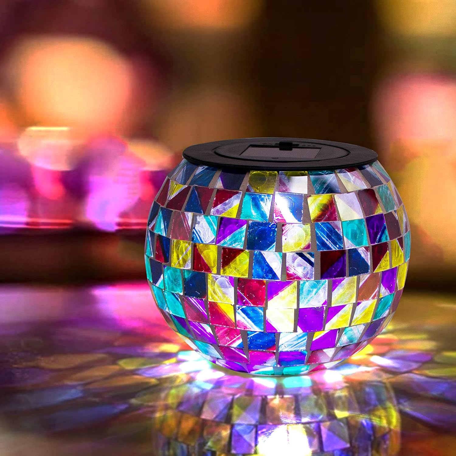 VCUTEKA Mosaic Solar Lights Outdoor Decorative - Solar Table Lamp Glass Ball Light Outdoor Waterproof LED Night Light for Garden, Patio, Bedroom, Party, Yard, Outdoor Indoor Decorations Ideal Gifts - - 