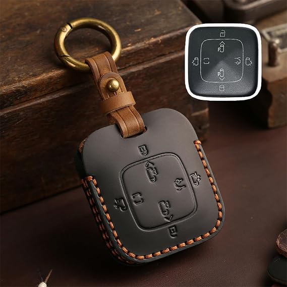 Leather Key Shell Car Key Fob Case Smart Remote Key Cover,for Zeekr 001 Protection Key Chain Keychain Holder Shell Fob Bag Interior Accessories