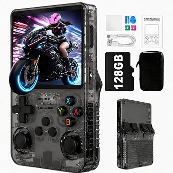Lihaian R36S Retro Handheld Game Console, 128G Over 40,000 Games, Retro Console 3.5 Inch IPS Screen, Linux System, Portable M