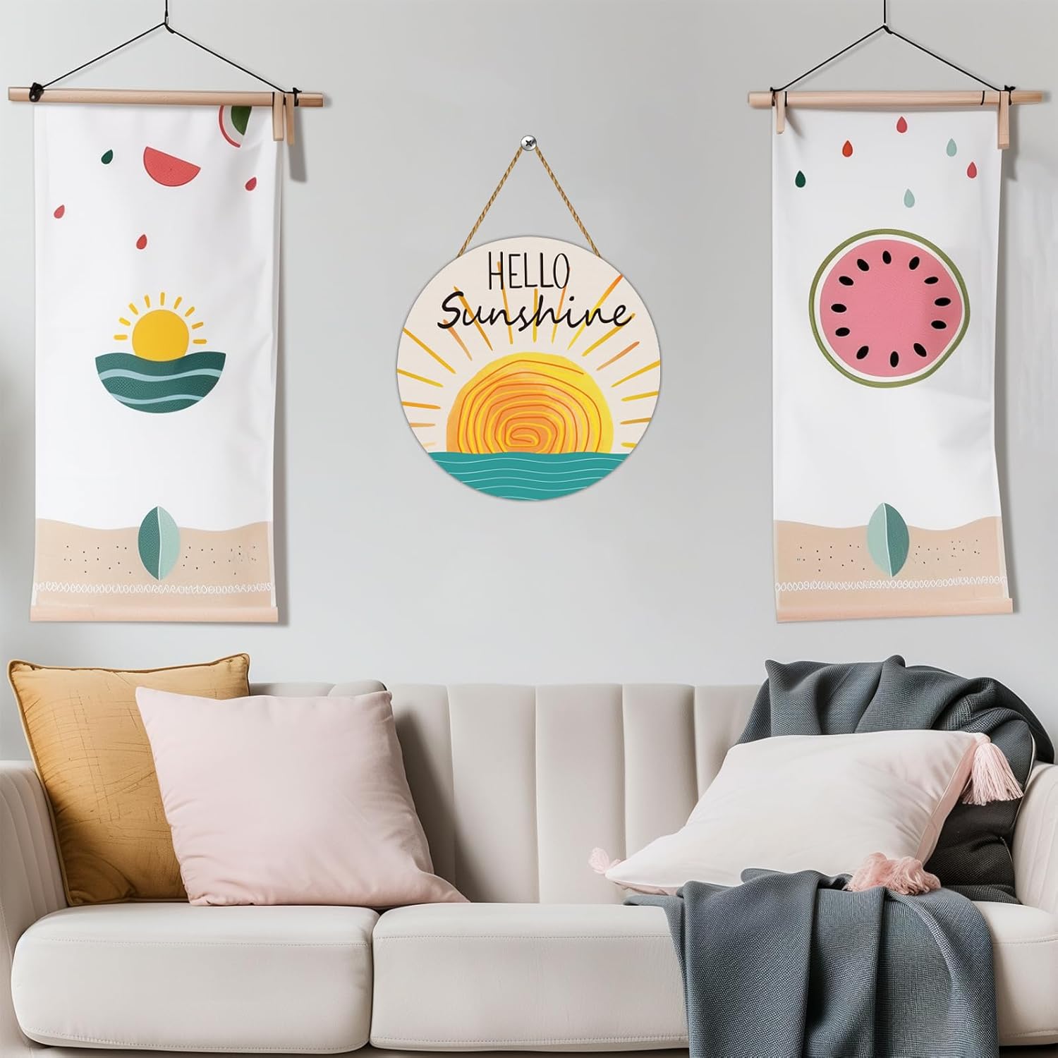 Summer Decor Wreaths for Front Door Hello Sunshine Door Decor Wooden Front Door Hanger Hanging Sign Pool Decorations for Spring Summer Office Porch Wall Home Decorations