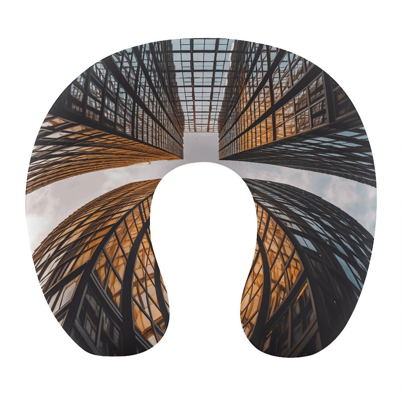 Adfgyerh Style Skyscraper Looking Up At Sky U-Shaped Pillow，Memory Foam Pillow Core，Cushion ，Provide Neck Support ，Travel Pillow，Suitable For Airplanes, Cars, Homes, And Offices.