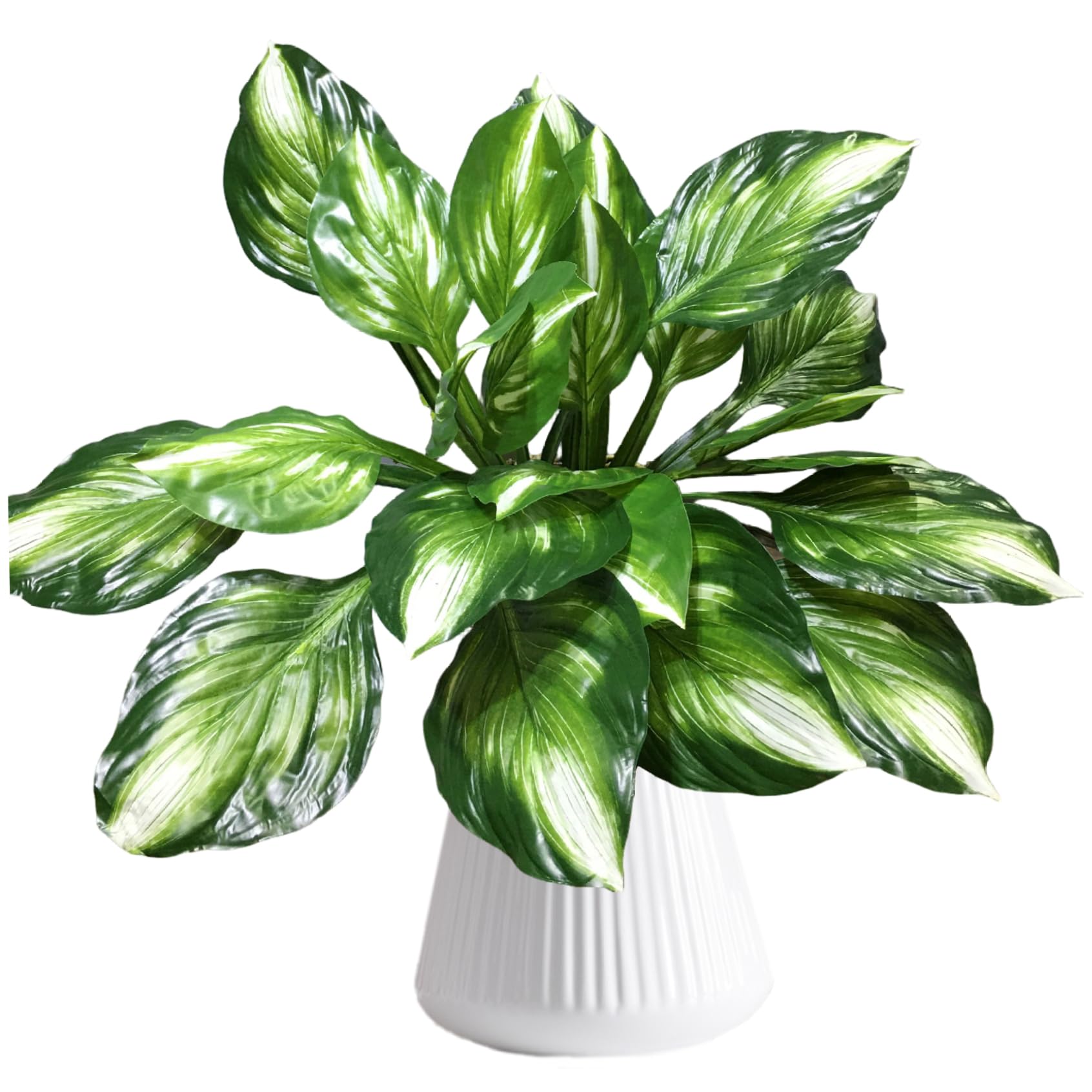 Hostas artificielles en plastique 2 pièces grandes fausses plantes de maison