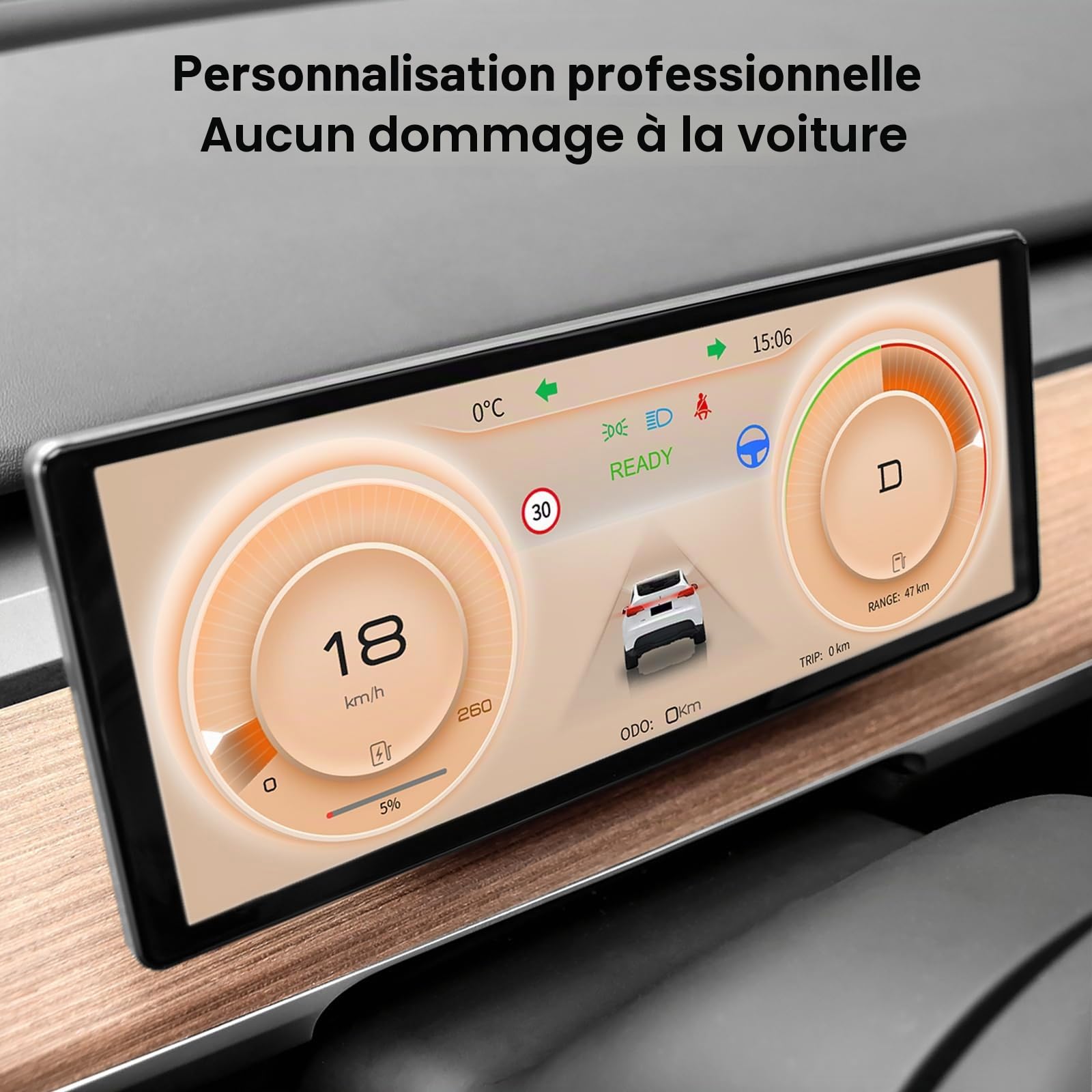 Affichage tête Haute pour Tesla Model Y 2019-2024 & Model 3 2017-2023 avec Carplay sans Fil/câblé Android Auto Bluetooth Données synchrones Affiche la Batterie, Le kilométrage, la Vitesse(9 Pouces)