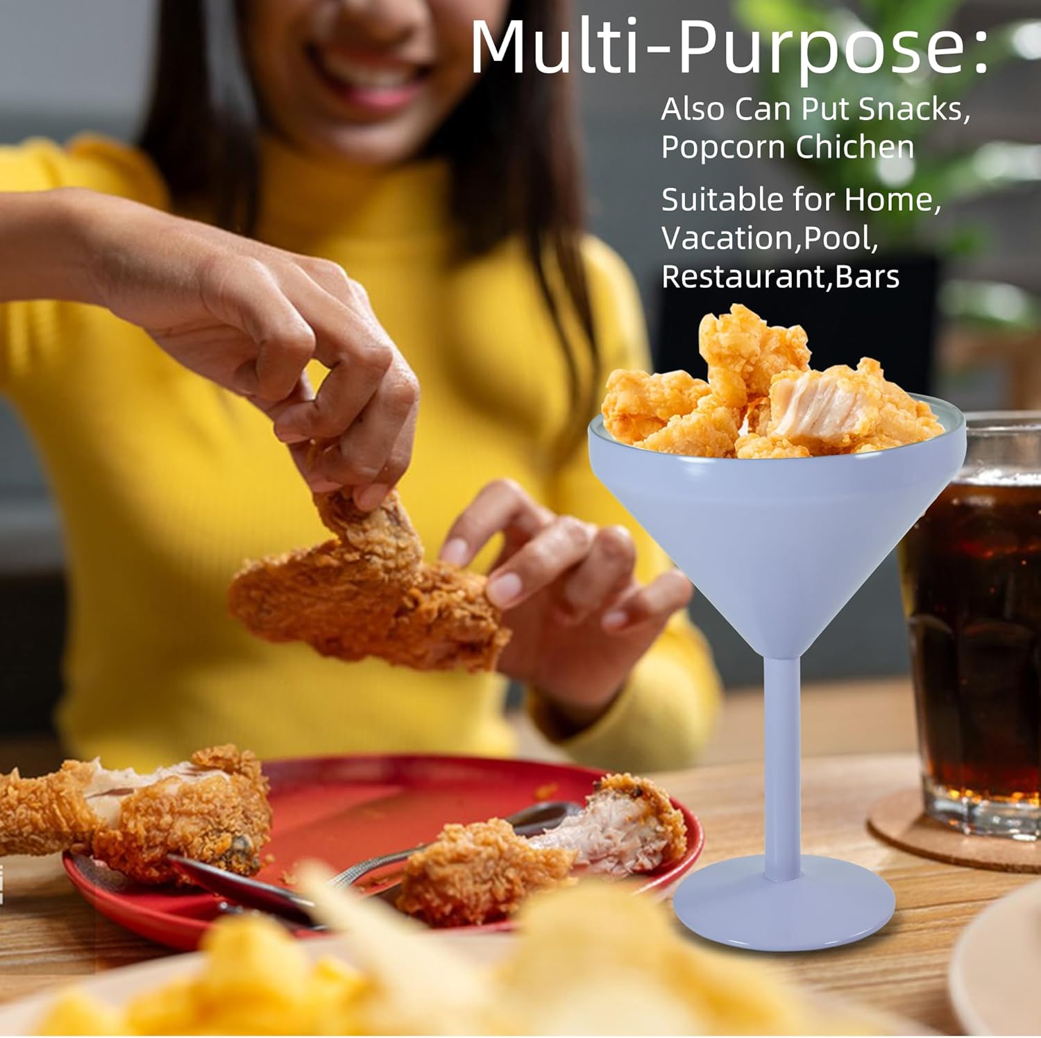 AGH Stainless Steel Martini Tumbler with Lid, 10oz Insulated Margarita Tumbler, Double Wall Cocktail Tumbler Wine Glasses for Party, Vacation, Picnic, Pool, Beach & Patio (Purple) - Image 3