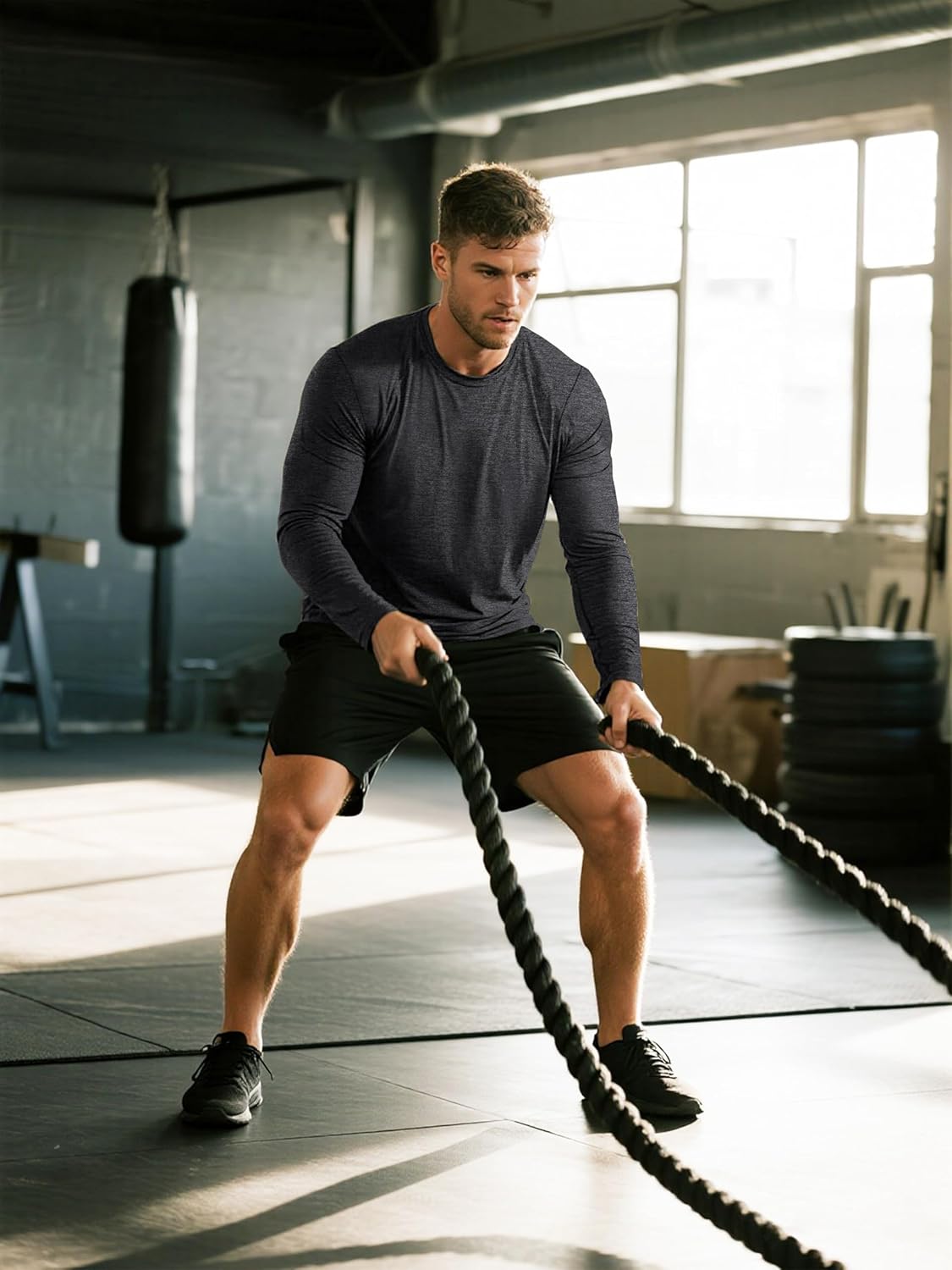 5 Pack Men's Dry Fit Quick Dry Long Sleeve Shirts Moisture Wicking T-Shirts for Fishing Athletic Workout Gym