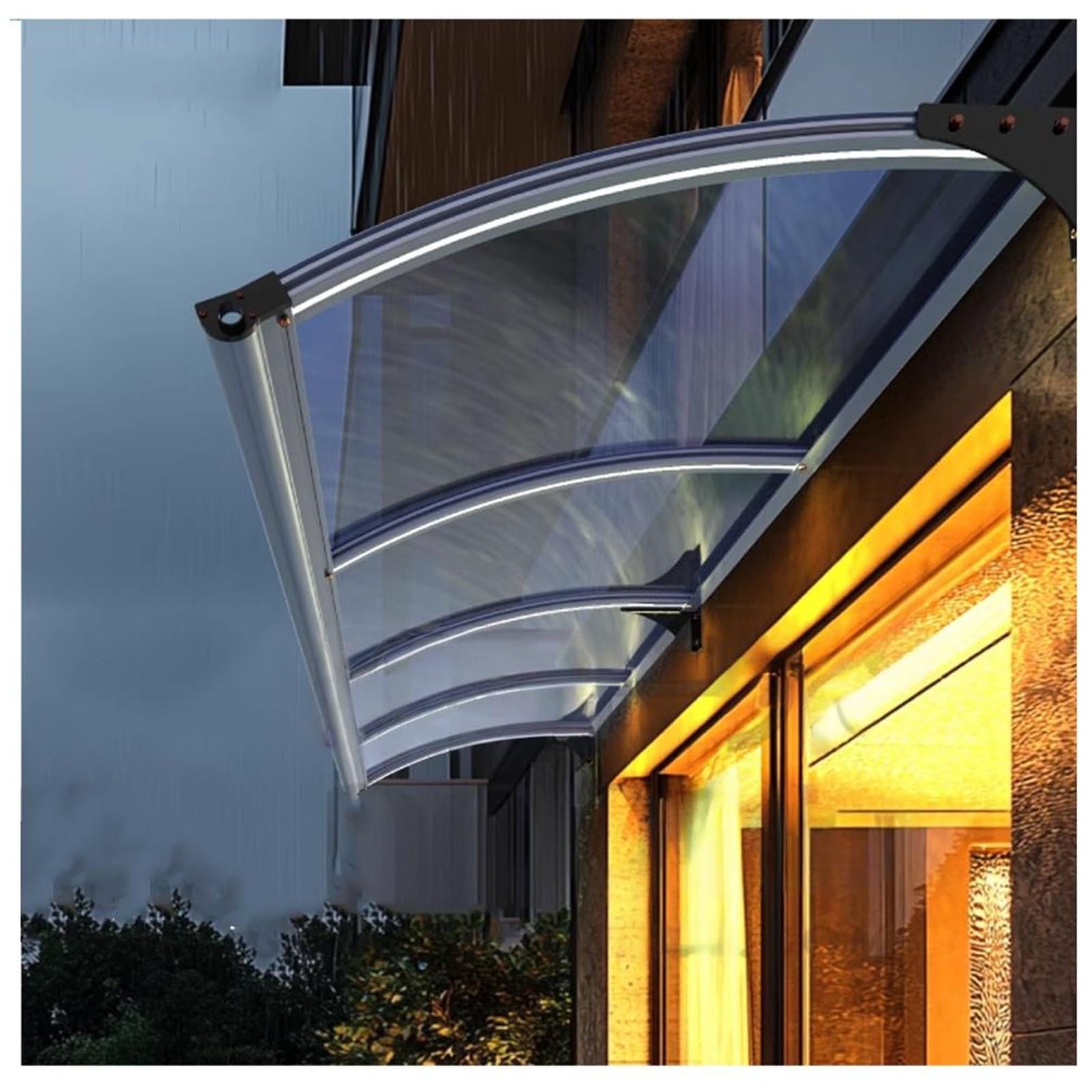 GJZQDKX Aluminum Alloy Door Canopy Polycarbonate Outdoor Awning for Doors & Windows Weather-Resistant Front Entrance Shelter (45x250cm / 17.7x98in)