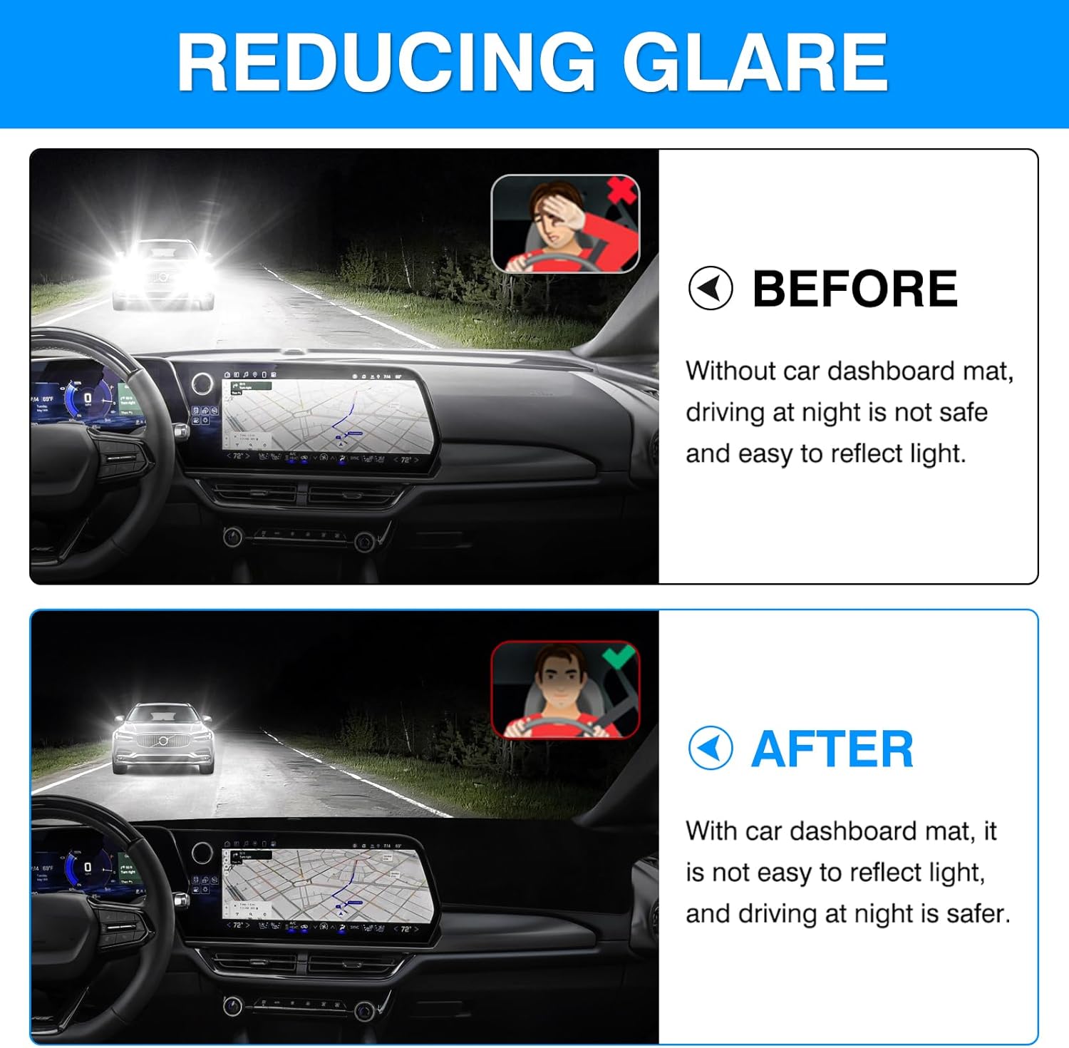 Autorder Dashboard Cover Mat for Chevy Chevrolet Equinox EV 2024 2025 2026 Accessories Dash Cover Upgrade Velvet Dash Mat Sunshade Glare UV Rays Protector