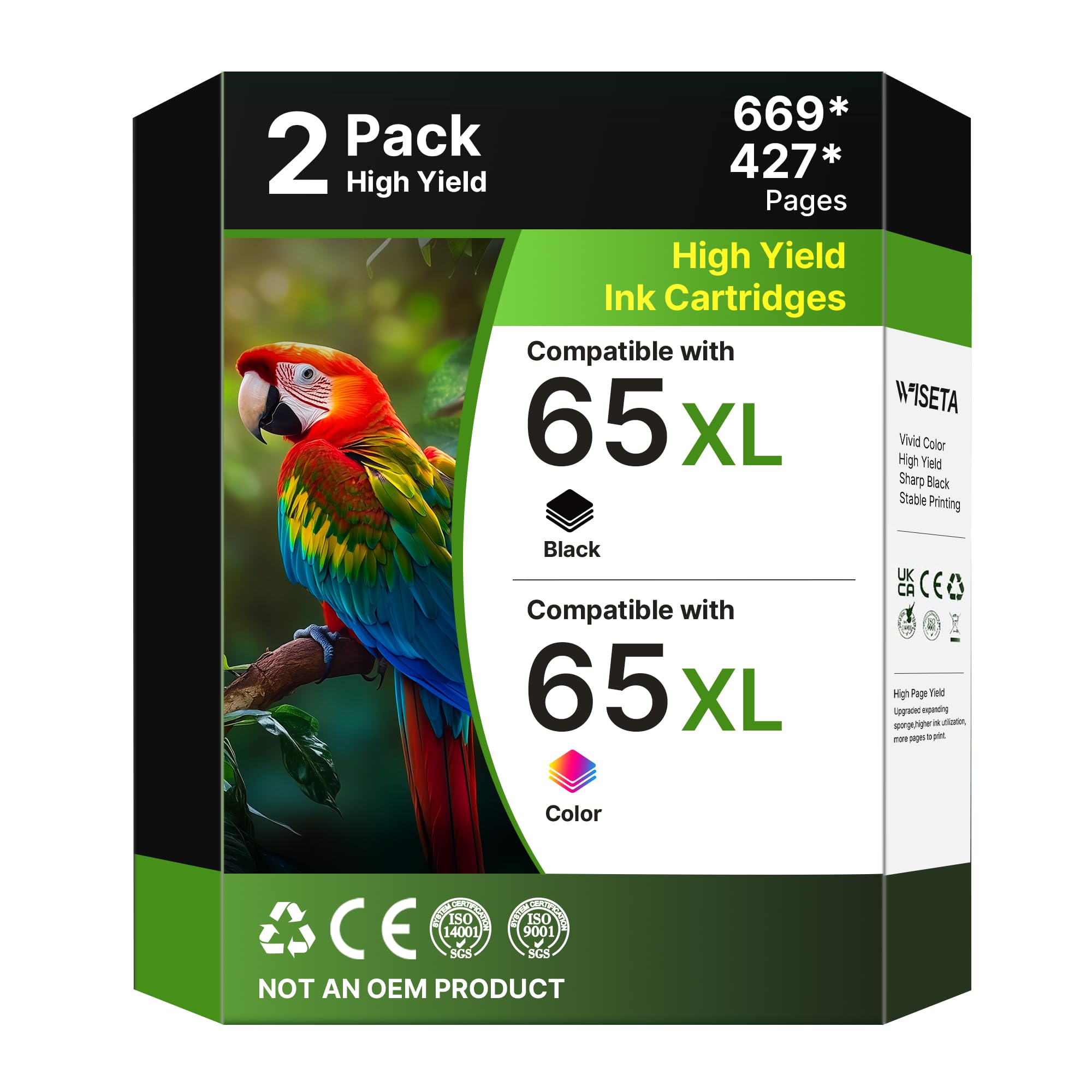 65XL Ink Cartridges Cartouche for 65 Ink 65 XL Encre High Yield HP65XL Ink Cartridge Black and Colour Ink for Envy 5010 5012 5020 5030 5055 DeskJet 2620 2623 2624 3730 3755 AMP100 120 125 130 Printer
