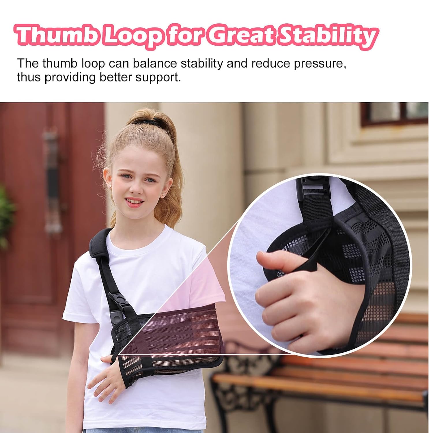 Kids Arm Sling for Boys and Girls, Premium Mesh, for Shoulder Elbow Wrist Injury (Black, Small)