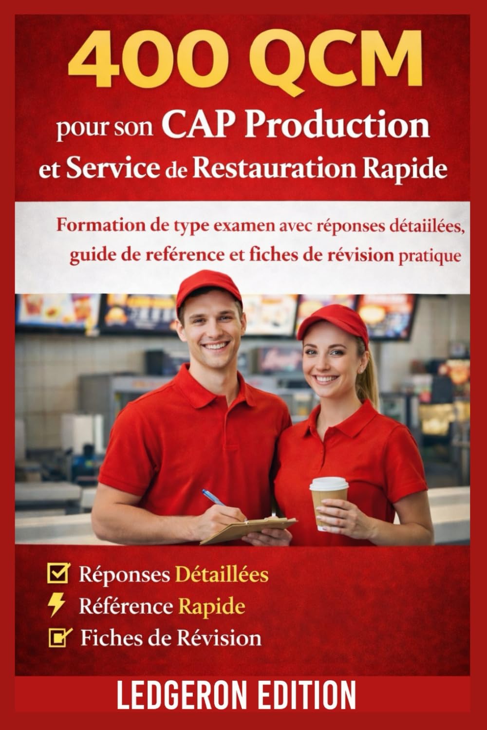 400 QCM pour son CAP Production et Service de Restauration Rapide: Formation de type examen avec réponses détaillées, guide de référence et fiches de révision pratique