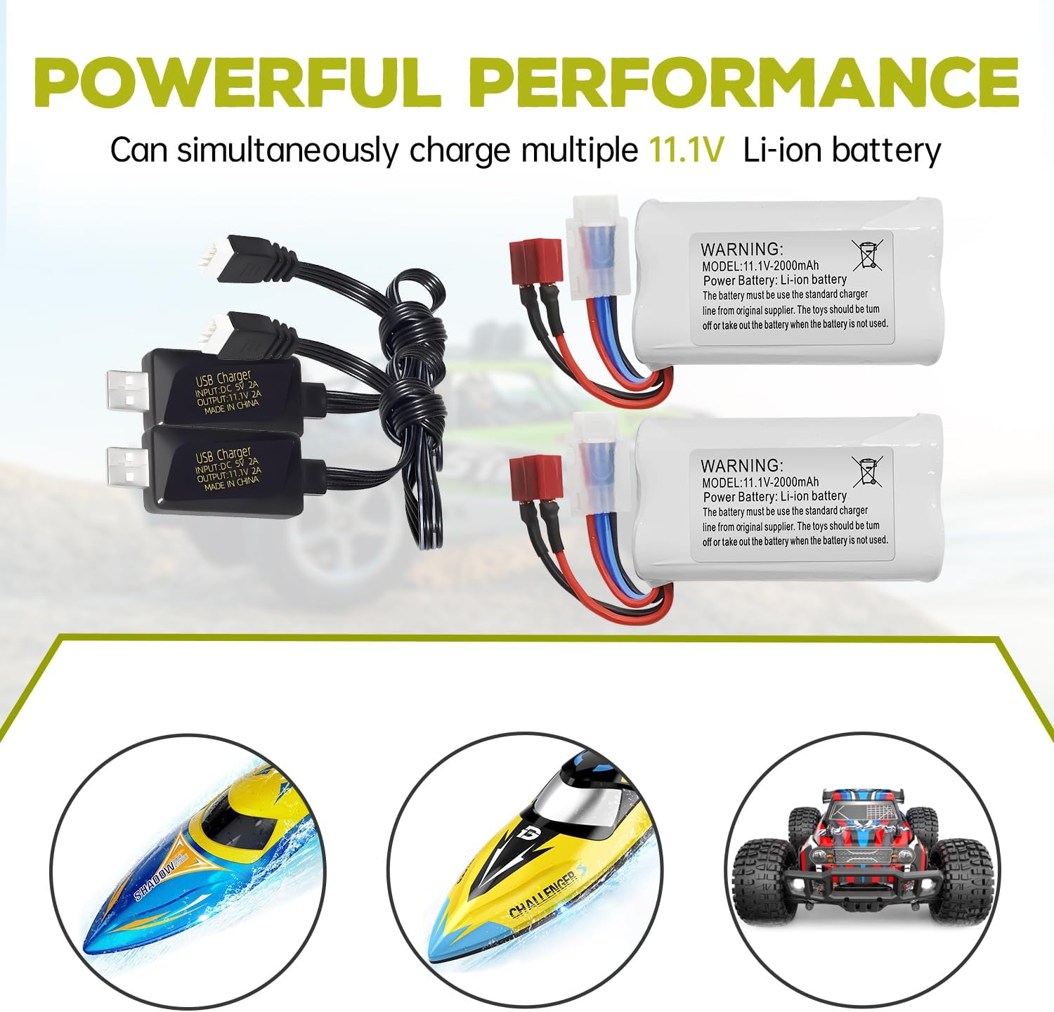 sea jump 2PCS 11.1V 2000mAh 3S Lipo Battery with T Plug and USB Charging Cable Suitable for R608 2104 Remote Control Ship 210E 200E RC Car High-Speed Drift Model Toy Car Battery