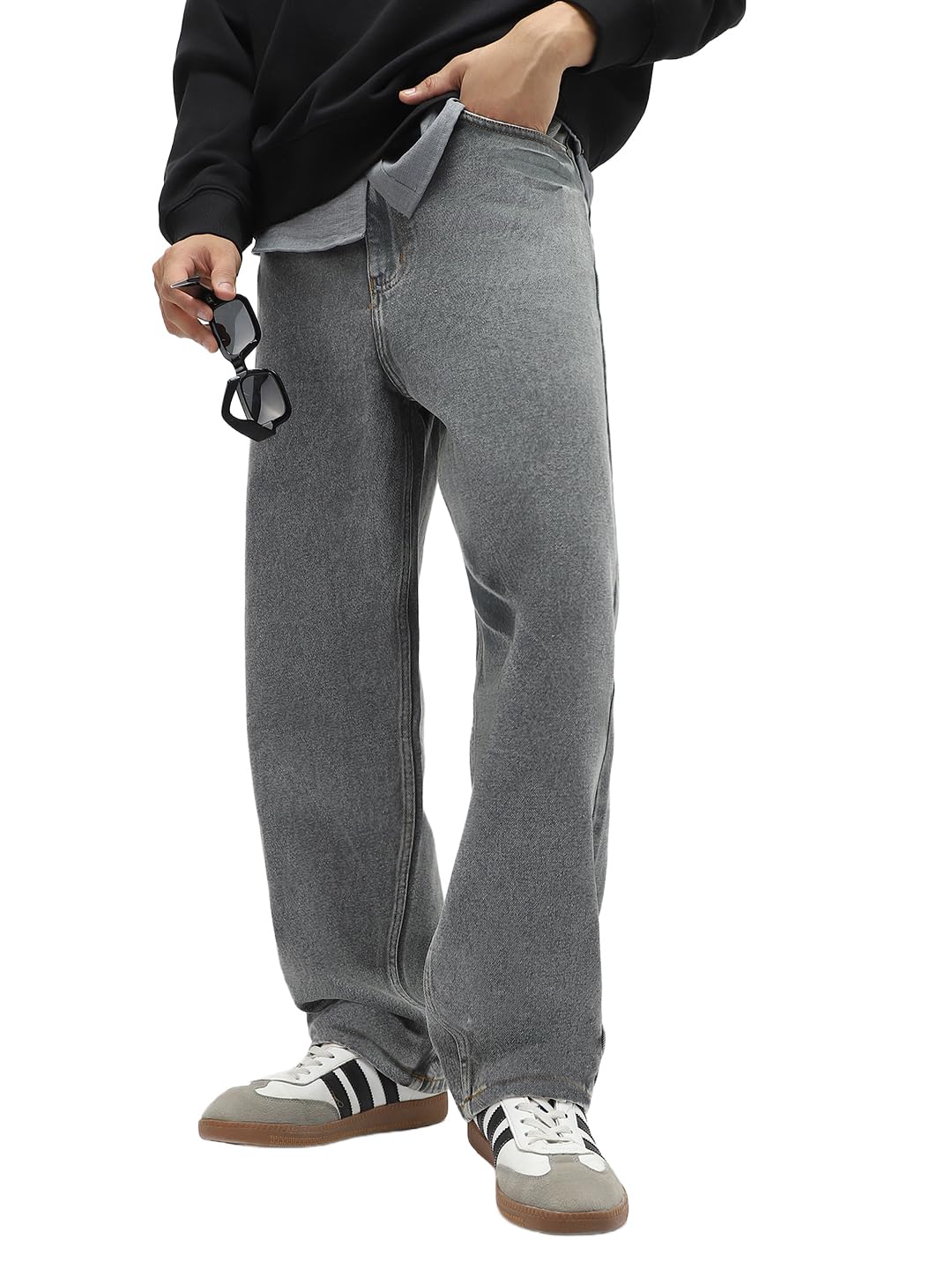 urbano fashion Men's Loose Baggy Fit Washed Jeans Non-Stretchable-picture-32