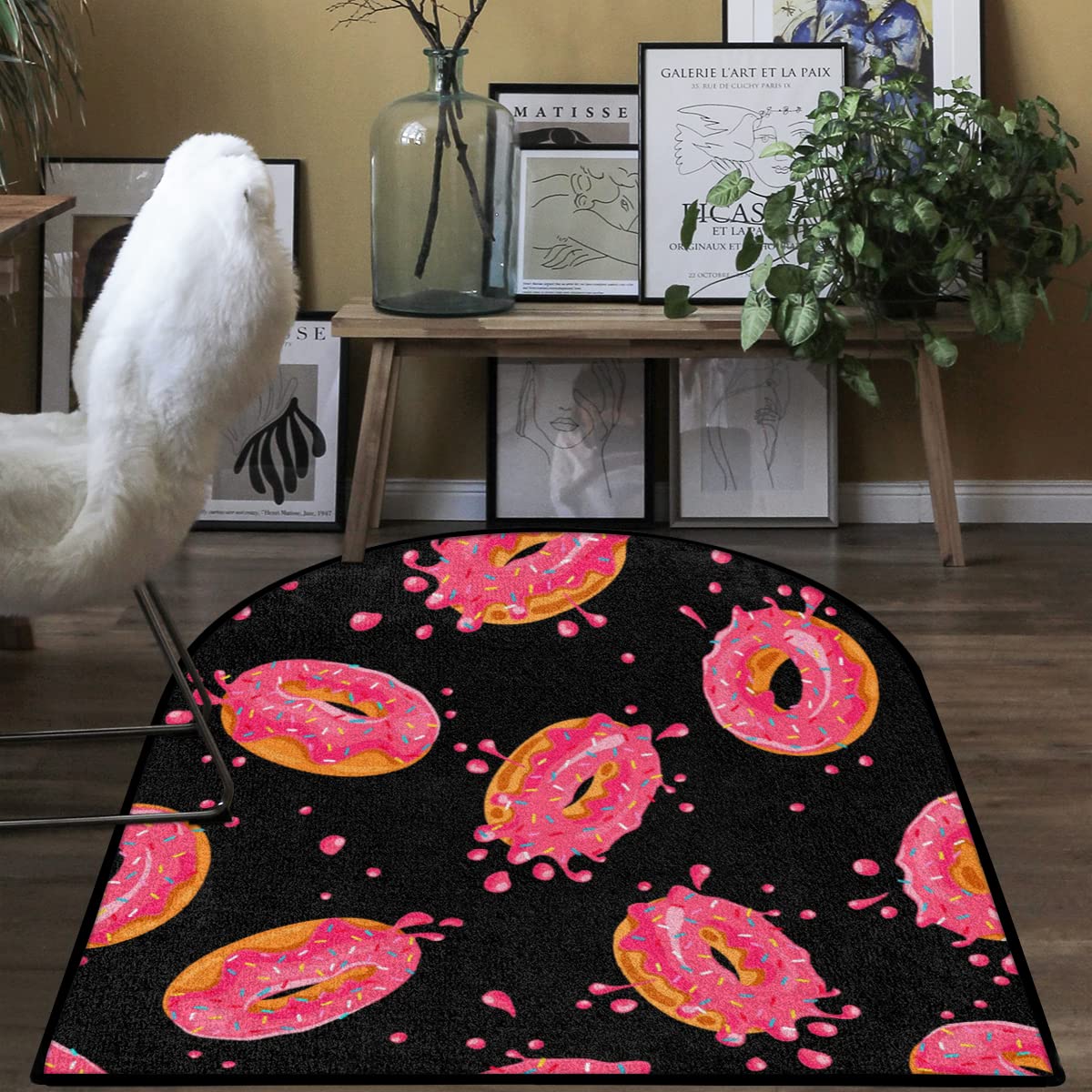 TropicalLife Dywanik do salonu, z motywem pączków, 100 x 120 cm, kolorowe pączki, do domu, sypialni, kuchni, duży, okrągły, antypoślizgowy dywanik pod drzwi