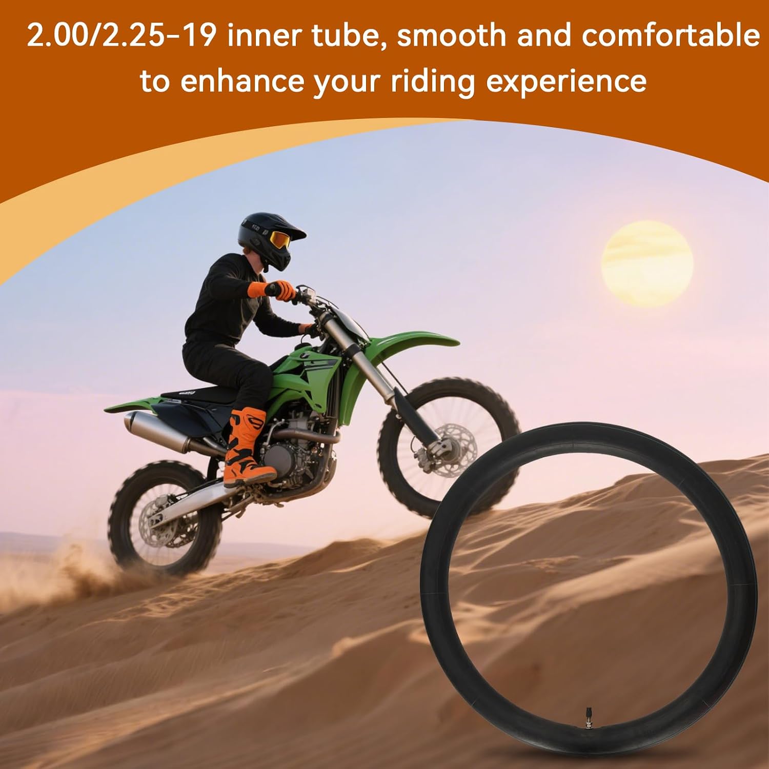 2 Pack 2.25-19 Inner Tube 2.00/2.25-19" 225/250-19 Dirt Bike Tubes Replacement with TR4 Straight Valve Stem