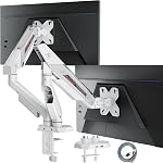 ARES WING Dual Monitor Arm for 17-35" Screens, White | Fully Adjustable Dual Monitor Mount for Flat Curved Ultrawide Screens Up to 26.5lbs, C-Clamp & Grommet Base
