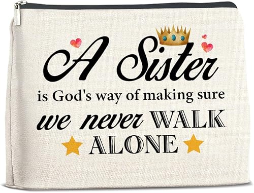 TSUYAWU Regalos para hermanas de hermana hermano, bolsa de maquillaje de regalo para la mejor hermana, regalo para hermana de larga distancia,