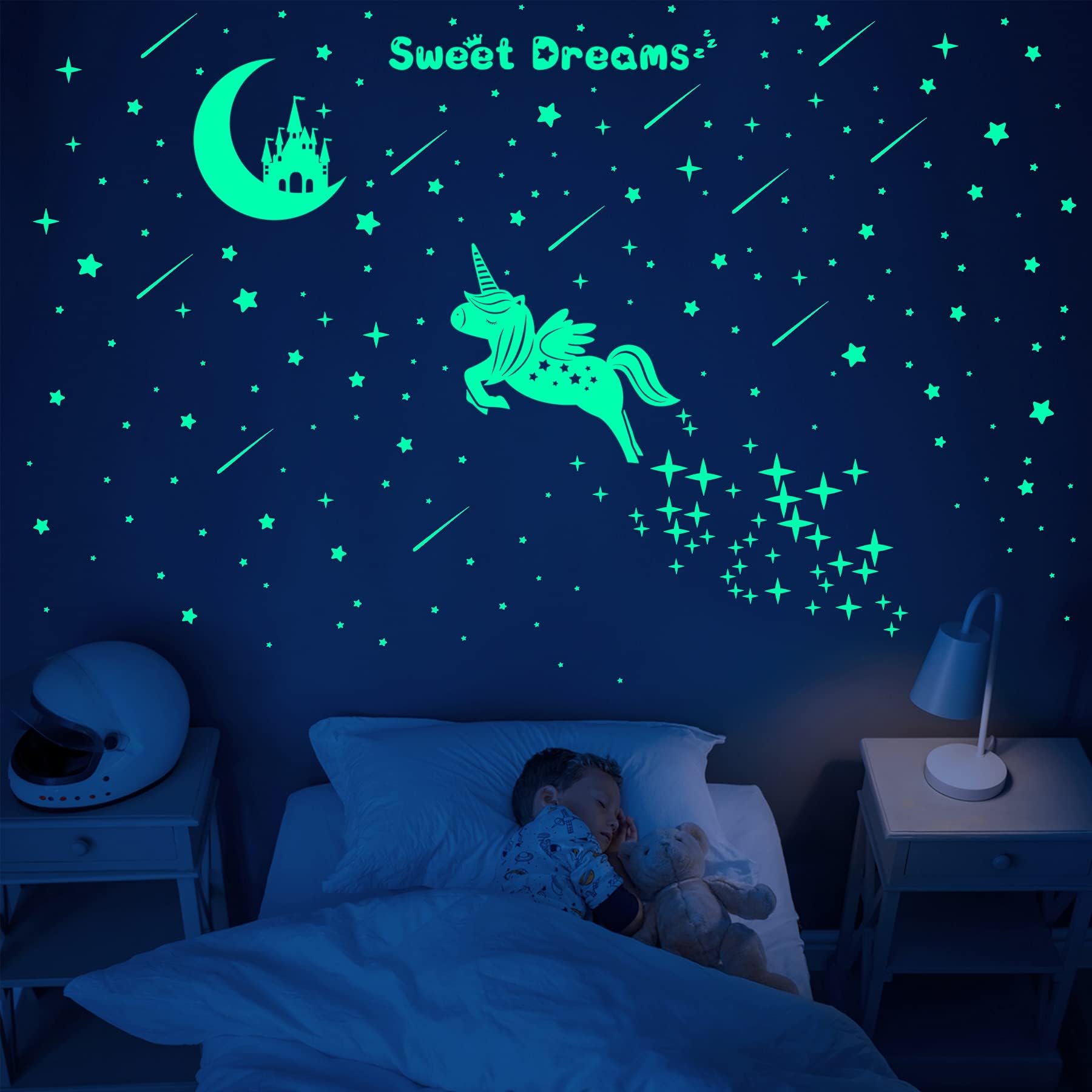 Glow in The Dark Wall Decal Sticker, Cute Bedroom Star