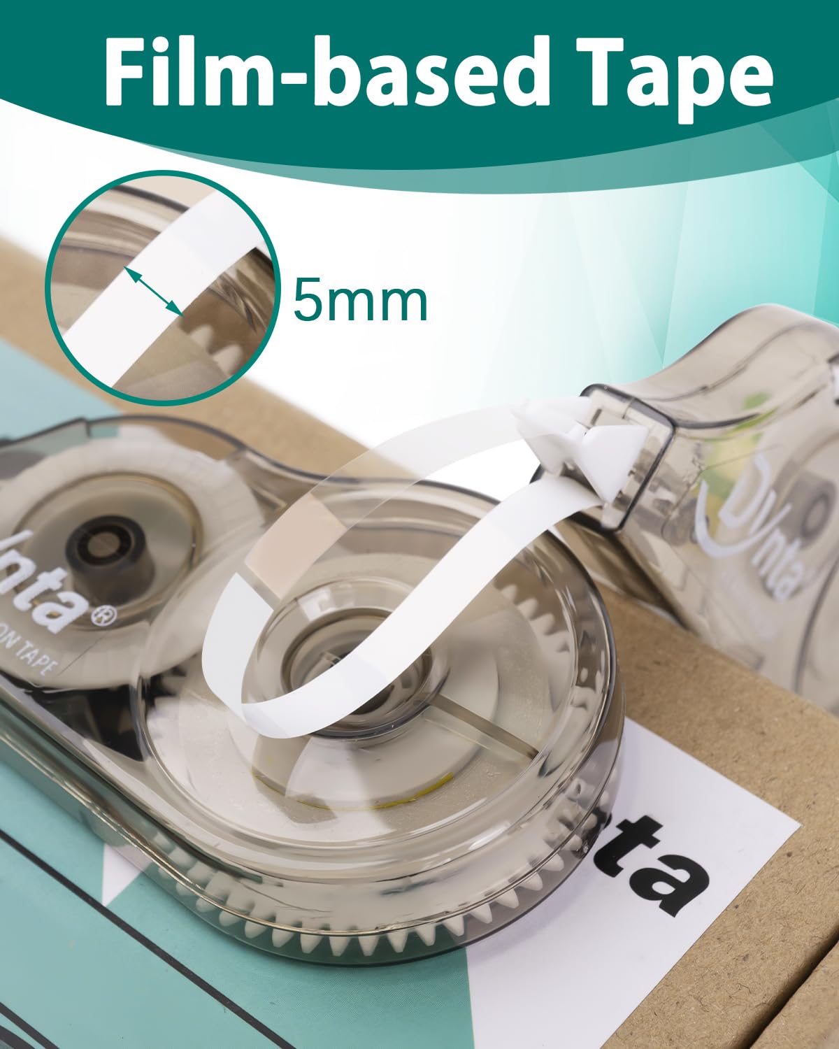 Dynta Korrekturband, 28 Stück, weißer Fehler, transparenter Spender, 5 mm x 10 m, Korrekturbedarf, ergonomisches Design, sofortige Reparaturen