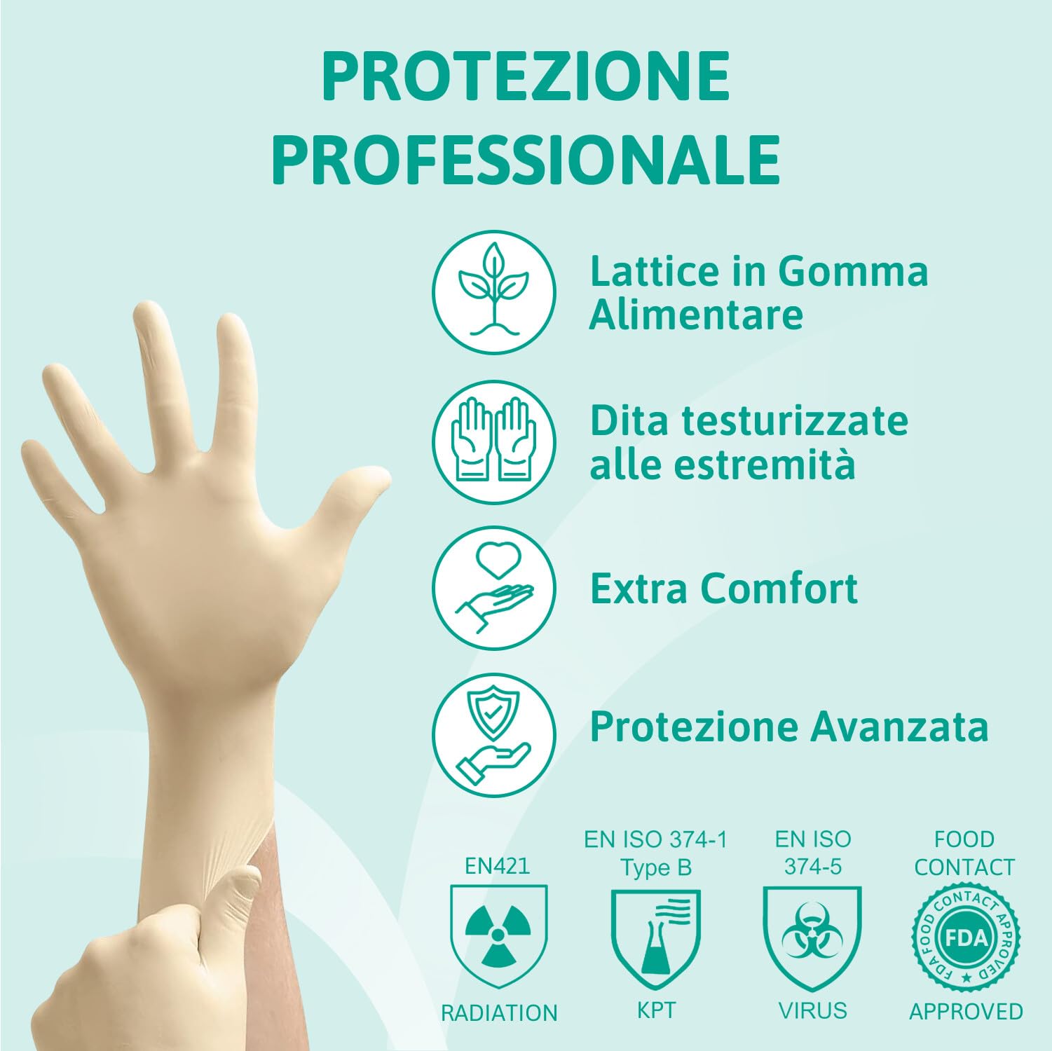 Ansell MicroFlex 63-864 Guanti Monouso in Lattice, Senza Polvere, Protezione Multiuso per Usi Alimentari, Domestici e Professionali, Lattice di Gomma Naturale, Bianco, Taglia M (100 Guanti)