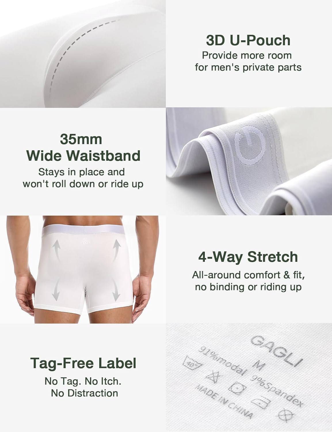 Men's Underwear Pack, Modal Boxer Briefs, Breathable Underwear for Men, Ultra Soft & Comfortable & Moisture-wicking - Image 5