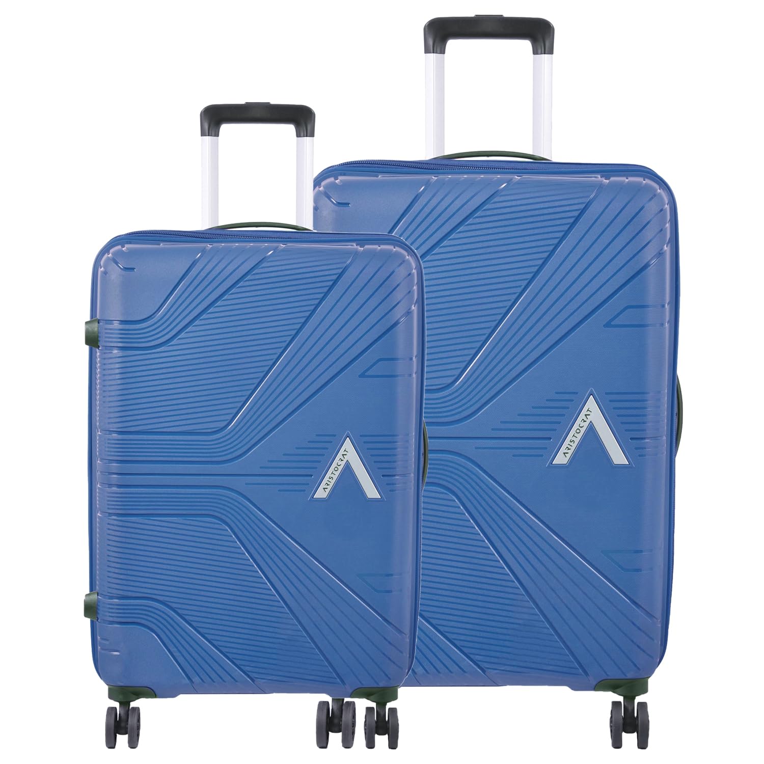 VIP Aristocrat Phantom Set of 2 Hard Polyproplyene Trolley Luggage Bags (Cabin + Medium) 8W 7 Years Warranty (Ocean Blue)